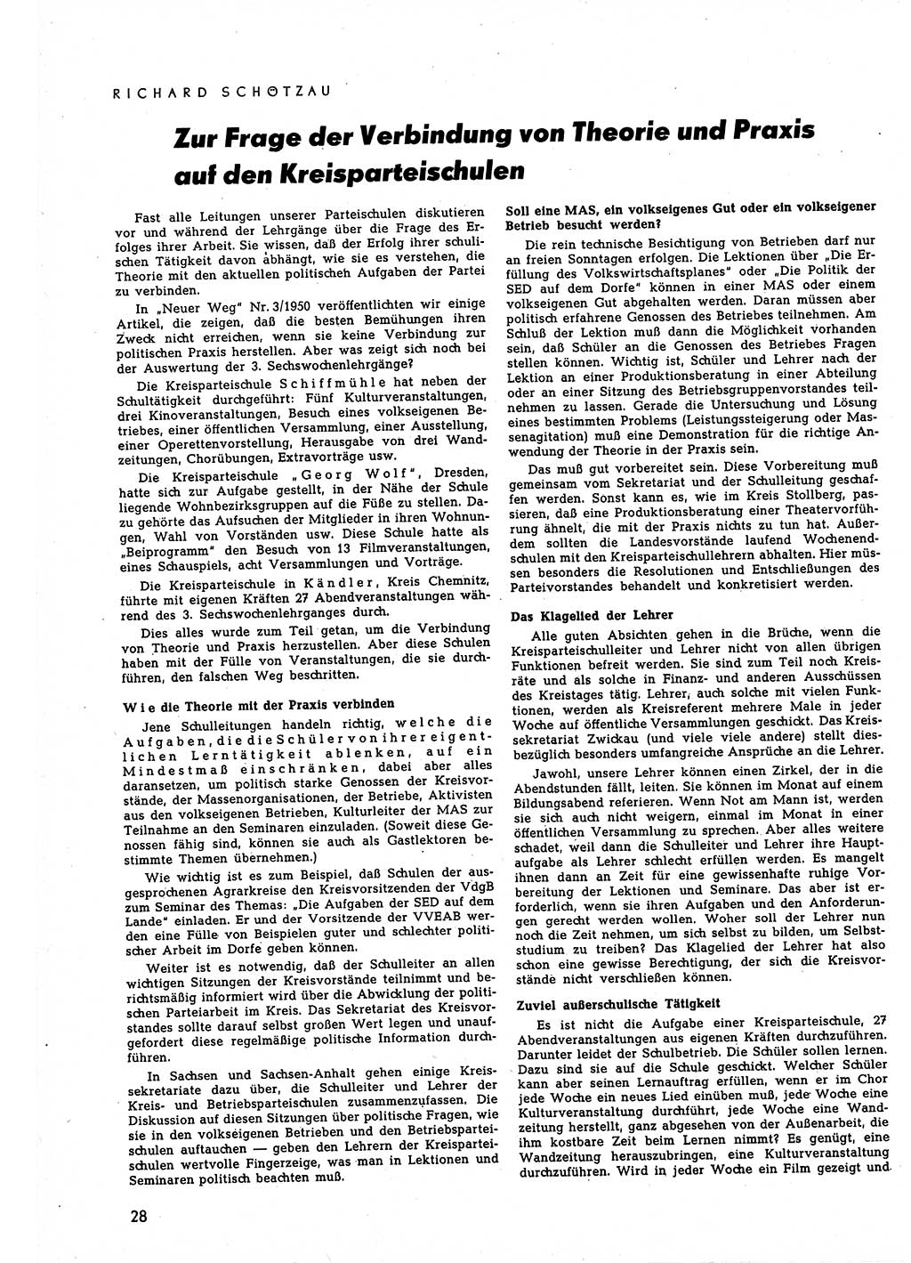 Neuer Weg (NW), Halbmonatsschrift für aktuelle Fragen der Arbeiterbewegung [Zentralkomitee (ZK) Sozialistische Einheitspartei Deutschlands (SED)], 5. Jahrgang [Deutsche Demokratische Republik (DDR)] 1950, Heft 9/28 (NW ZK SED DDR 1950, H. 9/28)