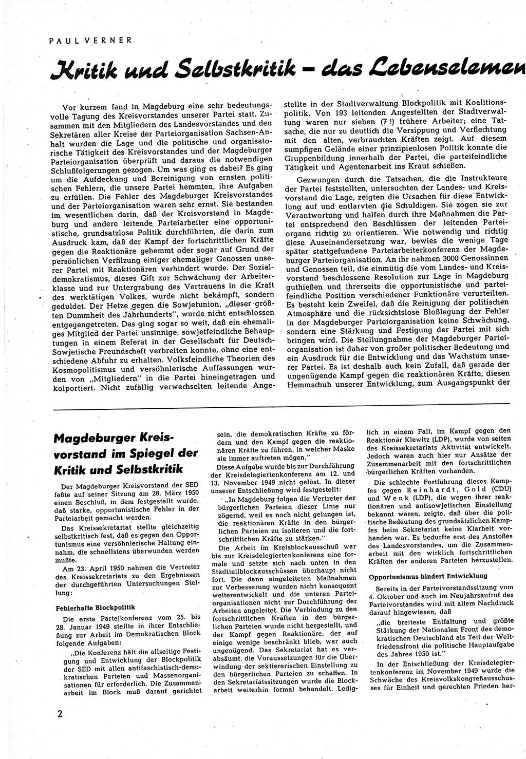 Neuer Weg (NW), Halbmonatsschrift für aktuelle Fragen der Arbeiterbewegung [Zentralkomitee (ZK) Sozialistische Einheitspartei Deutschlands (SED)], 5. Jahrgang [Deutsche Demokratische Republik (DDR)] 1950, Heft 10/2 (NW ZK SED DDR 1950, H. 10/2)