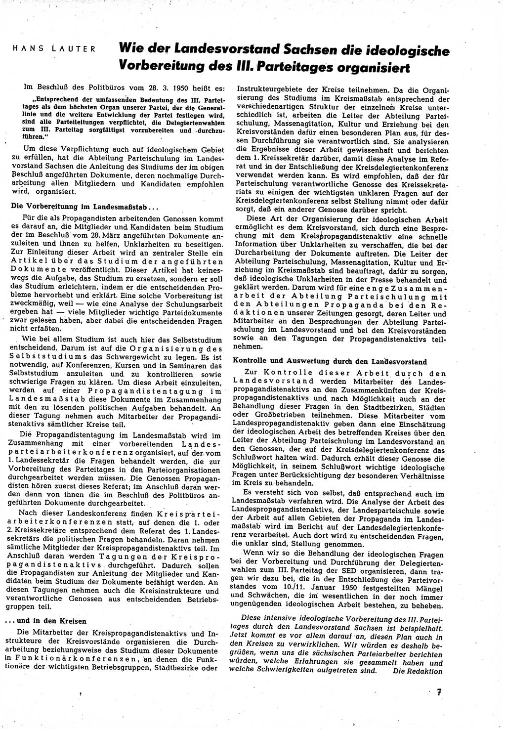 Neuer Weg (NW), Halbmonatsschrift für aktuelle Fragen der Arbeiterbewegung [Zentralkomitee (ZK) Sozialistische Einheitspartei Deutschlands (SED)], 5. Jahrgang [Deutsche Demokratische Republik (DDR)] 1950, Heft 10/7 (NW ZK SED DDR 1950, H. 10/7)