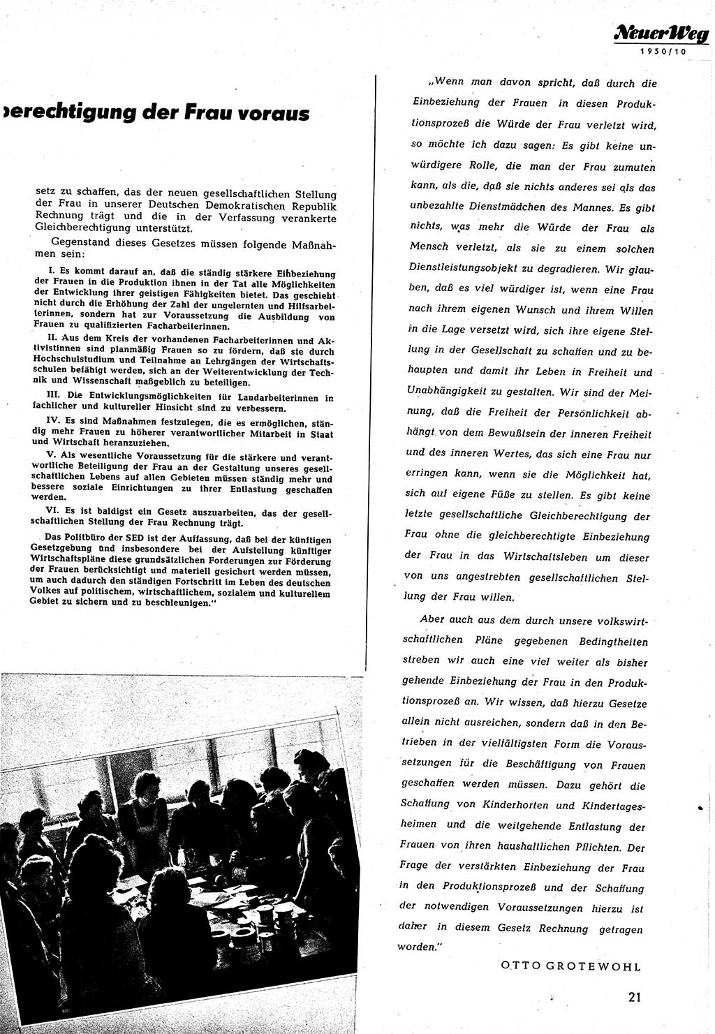 Neuer Weg (NW), Halbmonatsschrift für aktuelle Fragen der Arbeiterbewegung [Zentralkomitee (ZK) Sozialistische Einheitspartei Deutschlands (SED)], 5. Jahrgang [Deutsche Demokratische Republik (DDR)] 1950, Heft 10/21 (NW ZK SED DDR 1950, H. 10/21)