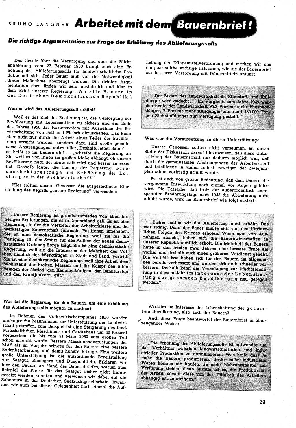 Neuer Weg (NW), Halbmonatsschrift für aktuelle Fragen der Arbeiterbewegung [Zentralkomitee (ZK) Sozialistische Einheitspartei Deutschlands (SED)], 5. Jahrgang [Deutsche Demokratische Republik (DDR)] 1950, Heft 10/29 (NW ZK SED DDR 1950, H. 10/29)