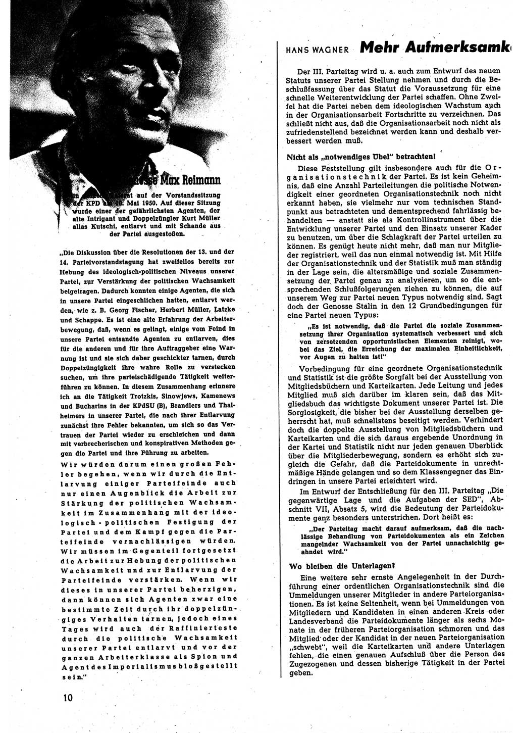 Neuer Weg (NW), Halbmonatsschrift für aktuelle Fragen der Arbeiterbewegung [Zentralkomitee (ZK) Sozialistische Einheitspartei Deutschlands (SED)], 5. Jahrgang [Deutsche Demokratische Republik (DDR)] 1950, Heft 11/10 (NW ZK SED DDR 1950, H. 11/10)