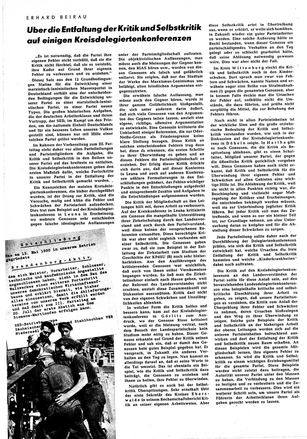 Neuer Weg (NW), Halbmonatsschrift für aktuelle Fragen der Arbeiterbewegung [Zentralkomitee (ZK) Sozialistische Einheitspartei Deutschlands (SED)], 5. Jahrgang [Deutsche Demokratische Republik (DDR)] 1950, Heft 13/6 (NW ZK SED DDR 1950, H. 13/6)