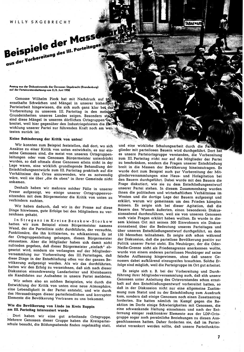 Neuer Weg (NW), Halbmonatsschrift für aktuelle Fragen der Arbeiterbewegung [Zentralkomitee (ZK) Sozialistische Einheitspartei Deutschlands (SED)], 5. Jahrgang [Deutsche Demokratische Republik (DDR)] 1950, Heft 13/7 (NW ZK SED DDR 1950, H. 13/7)