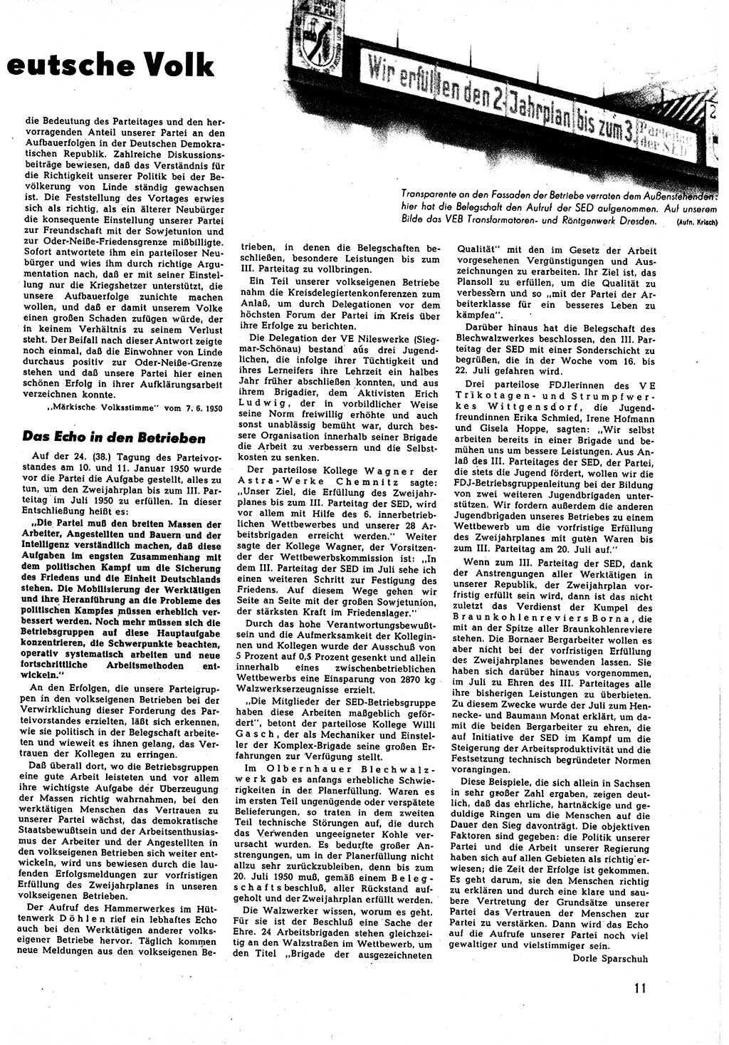 Neuer Weg (NW), Halbmonatsschrift für aktuelle Fragen der Arbeiterbewegung [Zentralkomitee (ZK) Sozialistische Einheitspartei Deutschlands (SED)], 5. Jahrgang [Deutsche Demokratische Republik (DDR)] 1950, Heft 13/11 (NW ZK SED DDR 1950, H. 13/11)