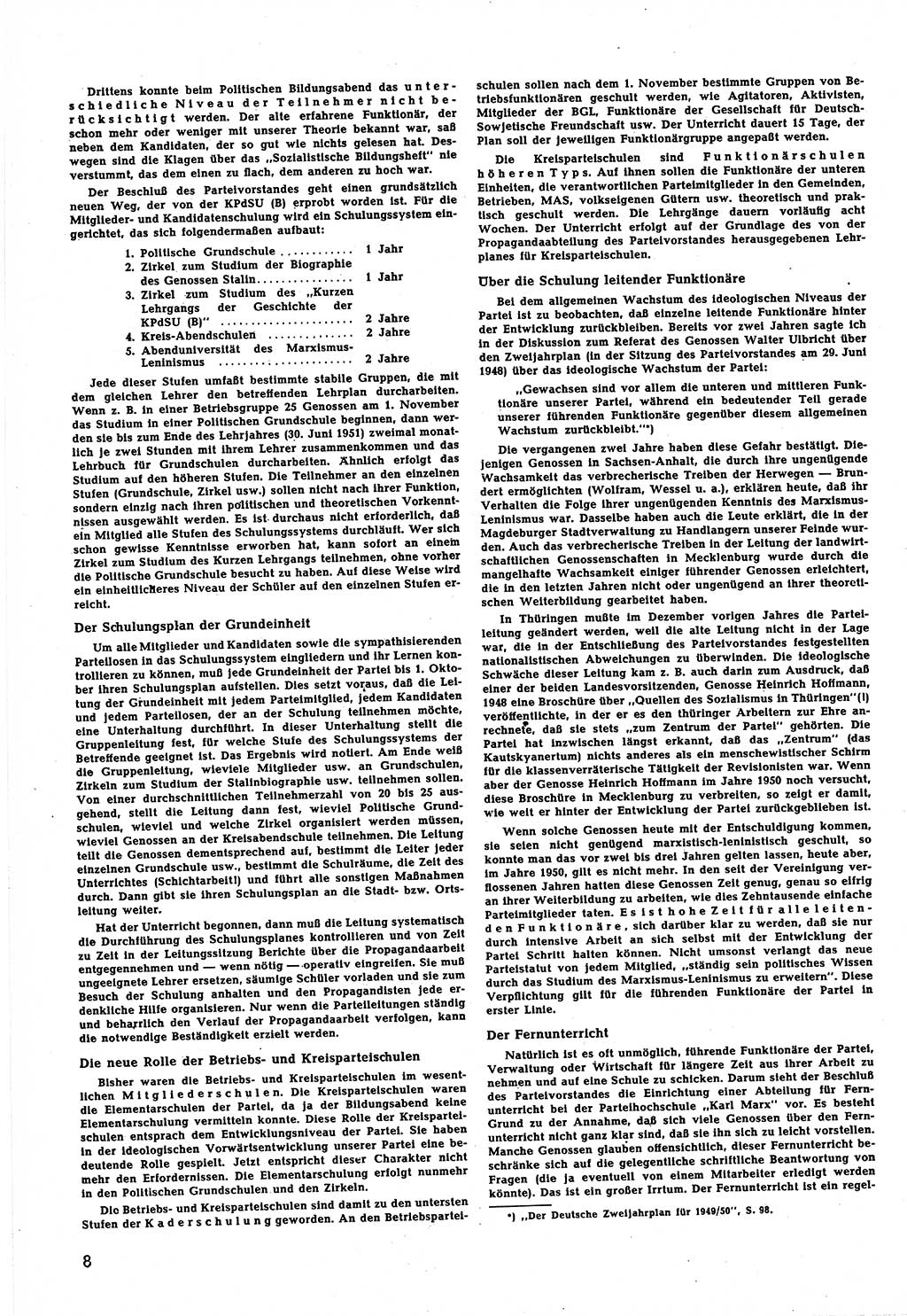 Neuer Weg (NW), Halbmonatsschrift für aktuelle Fragen der Arbeiterbewegung [Zentralkomitee (ZK) Sozialistische Einheitspartei Deutschlands (SED)], 5. Jahrgang [Deutsche Demokratische Republik (DDR)] 1950, Heft 14/8 (NW ZK SED DDR 1950, H. 14/8)