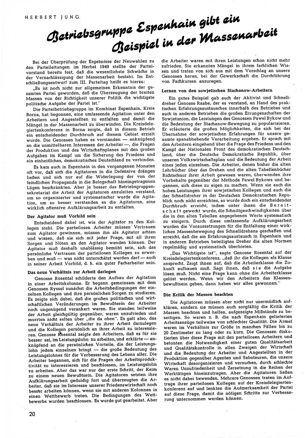 Neuer Weg (NW), Halbmonatsschrift für aktuelle Fragen der Arbeiterbewegung [Zentralkomitee (ZK) Sozialistische Einheitspartei Deutschlands (SED)], 5. Jahrgang [Deutsche Demokratische Republik (DDR)] 1950, Heft 14/20 (NW ZK SED DDR 1950, H. 14/20)