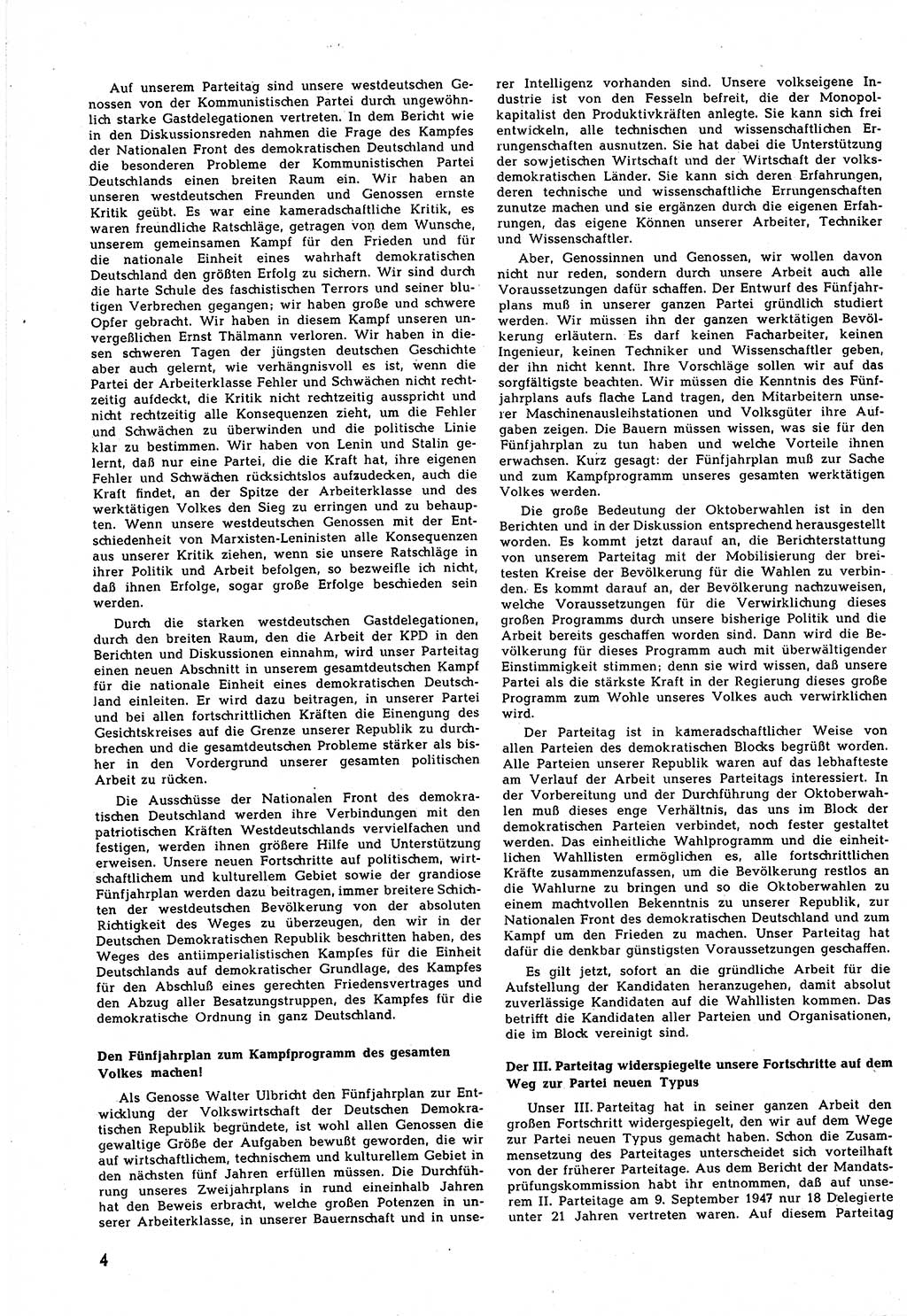 Neuer Weg (NW), Halbmonatsschrift für aktuelle Fragen der Arbeiterbewegung [Zentralkomitee (ZK) Sozialistische Einheitspartei Deutschlands (SED)], 5. Jahrgang [Deutsche Demokratische Republik (DDR)] 1950, Heft 15/4 (NW ZK SED DDR 1950, H. 15/4)