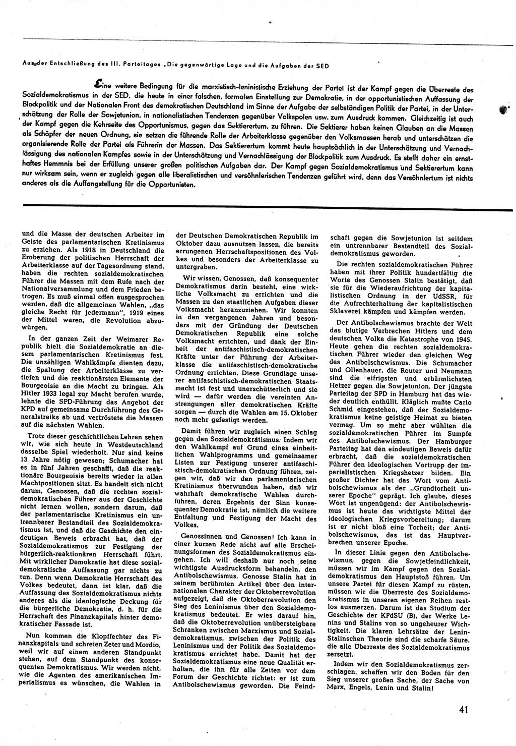 Neuer Weg (NW), Halbmonatsschrift für aktuelle Fragen der Arbeiterbewegung [Zentralkomitee (ZK) Sozialistische Einheitspartei Deutschlands (SED)], 5. Jahrgang [Deutsche Demokratische Republik (DDR)] 1950, Heft 15/41 (NW ZK SED DDR 1950, H. 15/41)