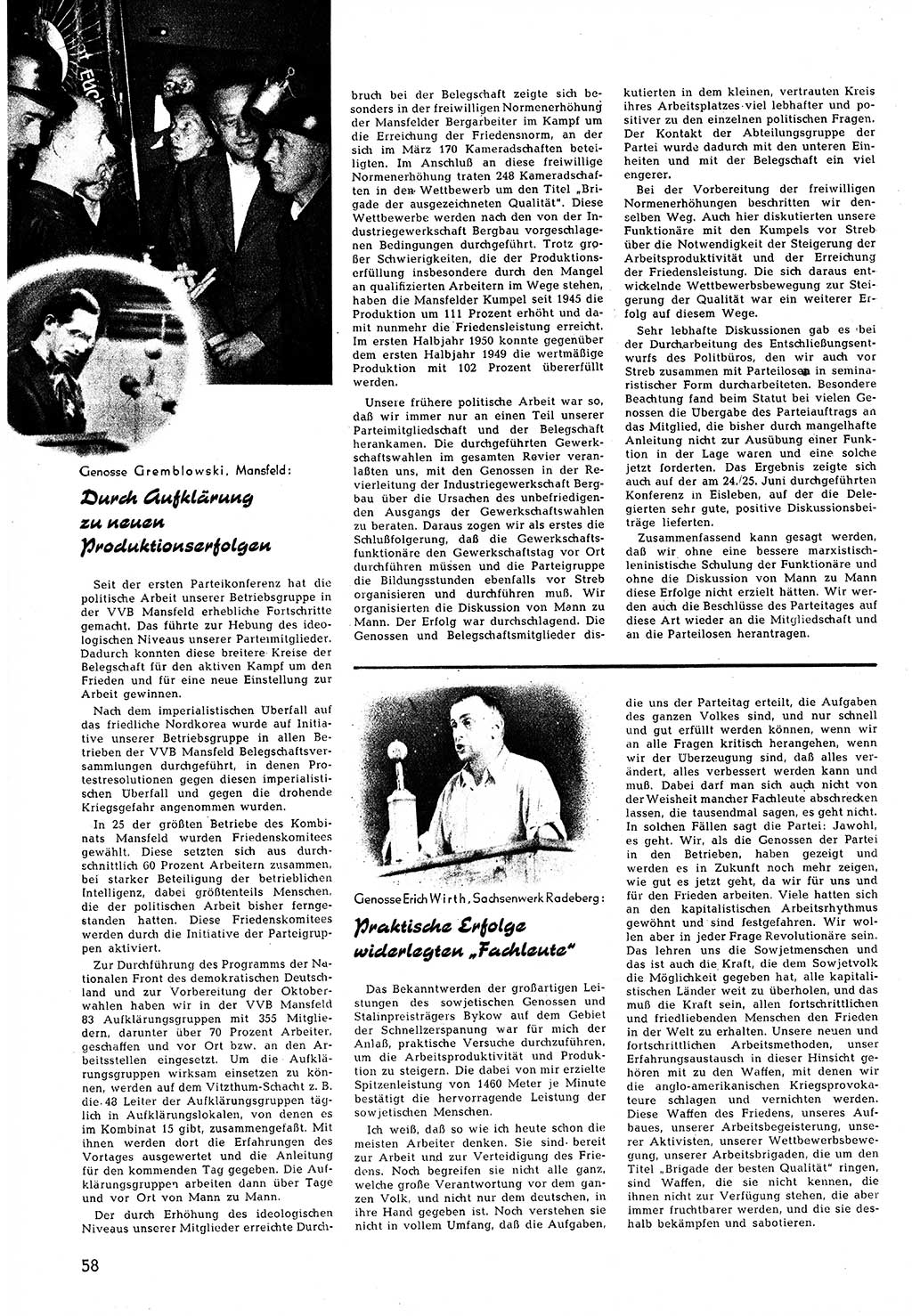 Neuer Weg (NW), Halbmonatsschrift für aktuelle Fragen der Arbeiterbewegung [Zentralkomitee (ZK) Sozialistische Einheitspartei Deutschlands (SED)], 5. Jahrgang [Deutsche Demokratische Republik (DDR)] 1950, Heft 15/58 (NW ZK SED DDR 1950, H. 15/58)