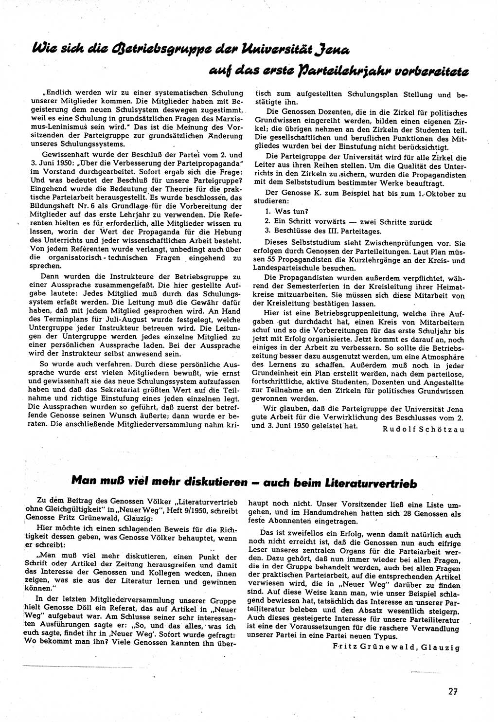 Neuer Weg (NW), Halbmonatsschrift für aktuelle Fragen der Arbeiterbewegung [Zentralkomitee (ZK) Sozialistische Einheitspartei Deutschlands (SED)], 5. Jahrgang [Deutsche Demokratische Republik (DDR)] 1950, Heft 17/27 (NW ZK SED DDR 1950, H. 17/27)