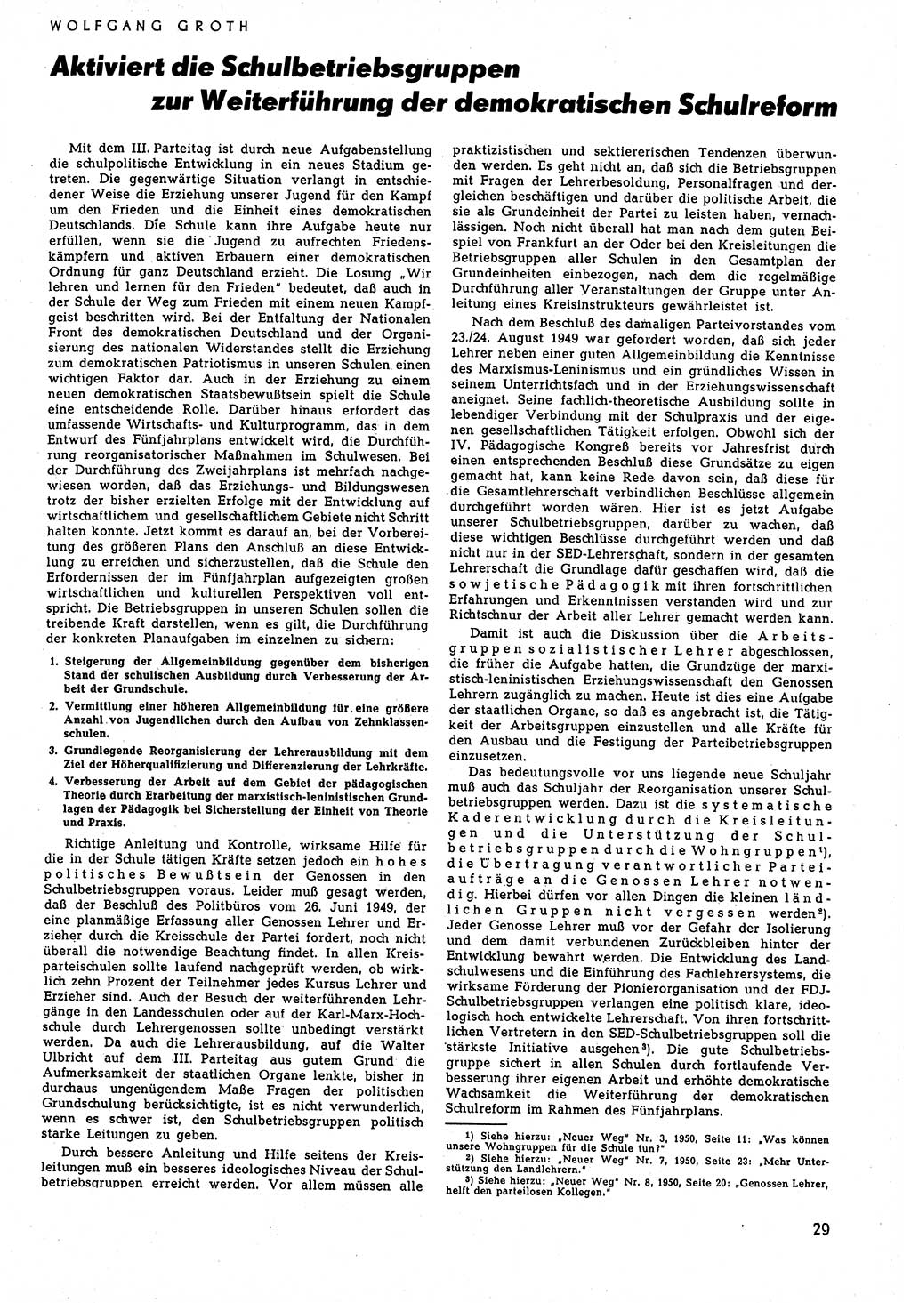 Neuer Weg (NW), Halbmonatsschrift für aktuelle Fragen der Arbeiterbewegung [Zentralkomitee (ZK) Sozialistische Einheitspartei Deutschlands (SED)], 5. Jahrgang [Deutsche Demokratische Republik (DDR)] 1950, Heft 17/29 (NW ZK SED DDR 1950, H. 17/29)