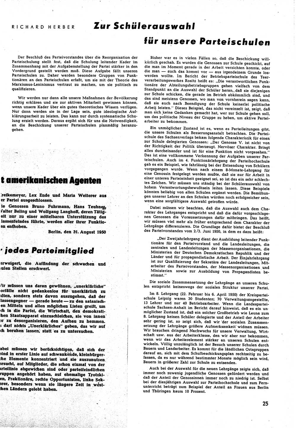 Neuer Weg (NW), Halbmonatsschrift für aktuelle Fragen der Arbeiterbewegung [Zentralkomitee (ZK) Sozialistische Einheitspartei Deutschlands (SED)], 5. Jahrgang [Deutsche Demokratische Republik (DDR)] 1950, Heft 18/25 (NW ZK SED DDR 1950, H. 18/25)