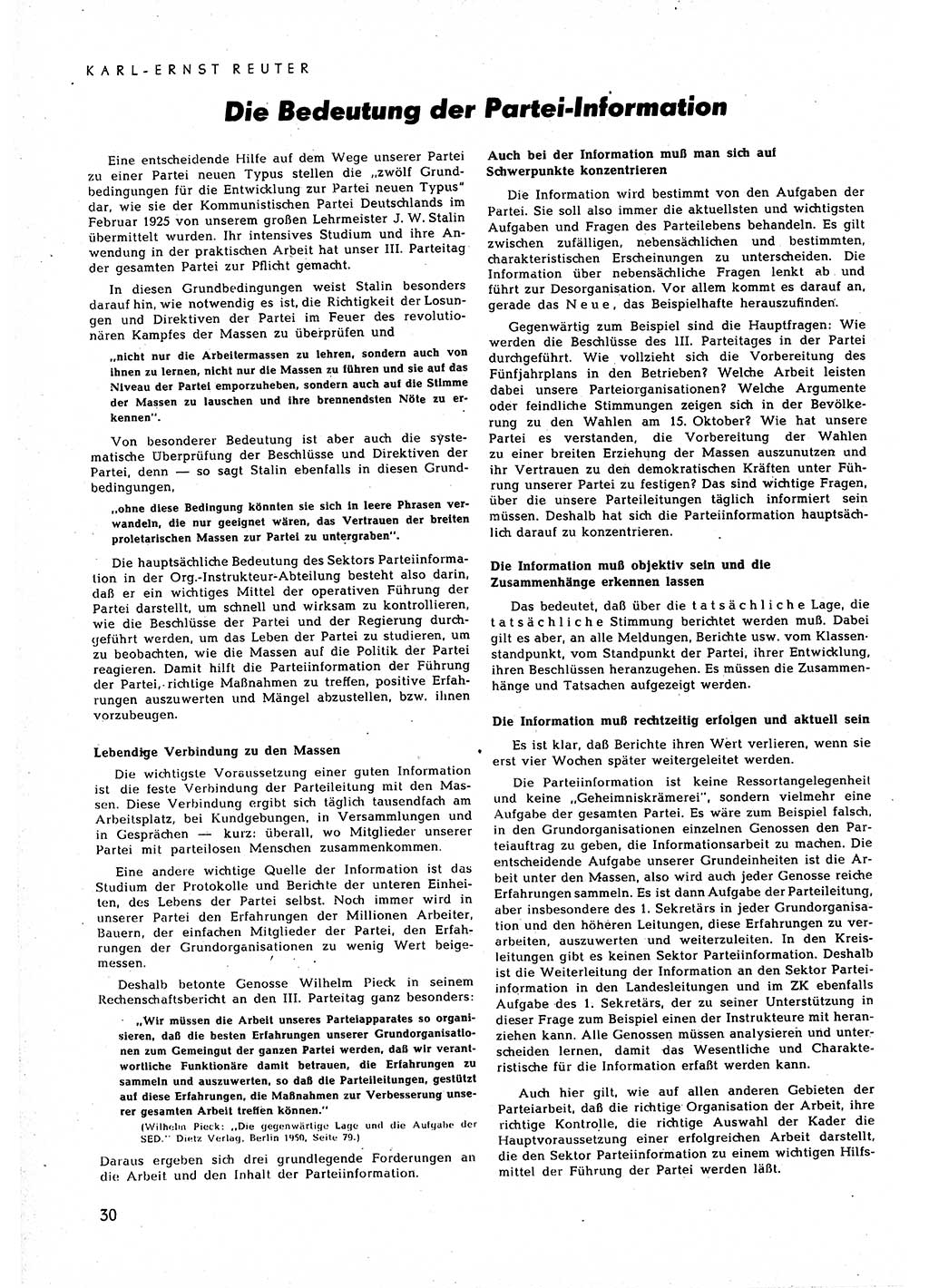 Neuer Weg (NW), Halbmonatsschrift für aktuelle Fragen der Arbeiterbewegung [Zentralkomitee (ZK) Sozialistische Einheitspartei Deutschlands (SED)], 5. Jahrgang [Deutsche Demokratische Republik (DDR)] 1950, Heft 18/30 (NW ZK SED DDR 1950, H. 18/30)