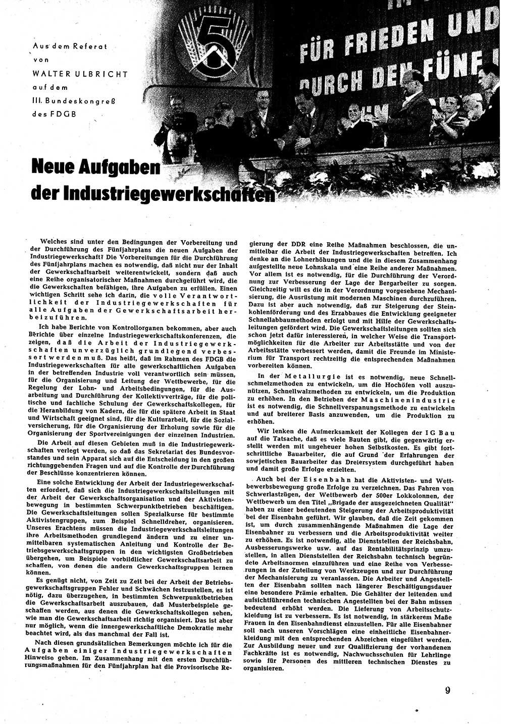 Neuer Weg (NW), Halbmonatsschrift für aktuelle Fragen der Arbeiterbewegung [Zentralkomitee (ZK) Sozialistische Einheitspartei Deutschlands (SED)], 5. Jahrgang [Deutsche Demokratische Republik (DDR)] 1950, Heft 19/9 (NW ZK SED DDR 1950, H. 19/9)