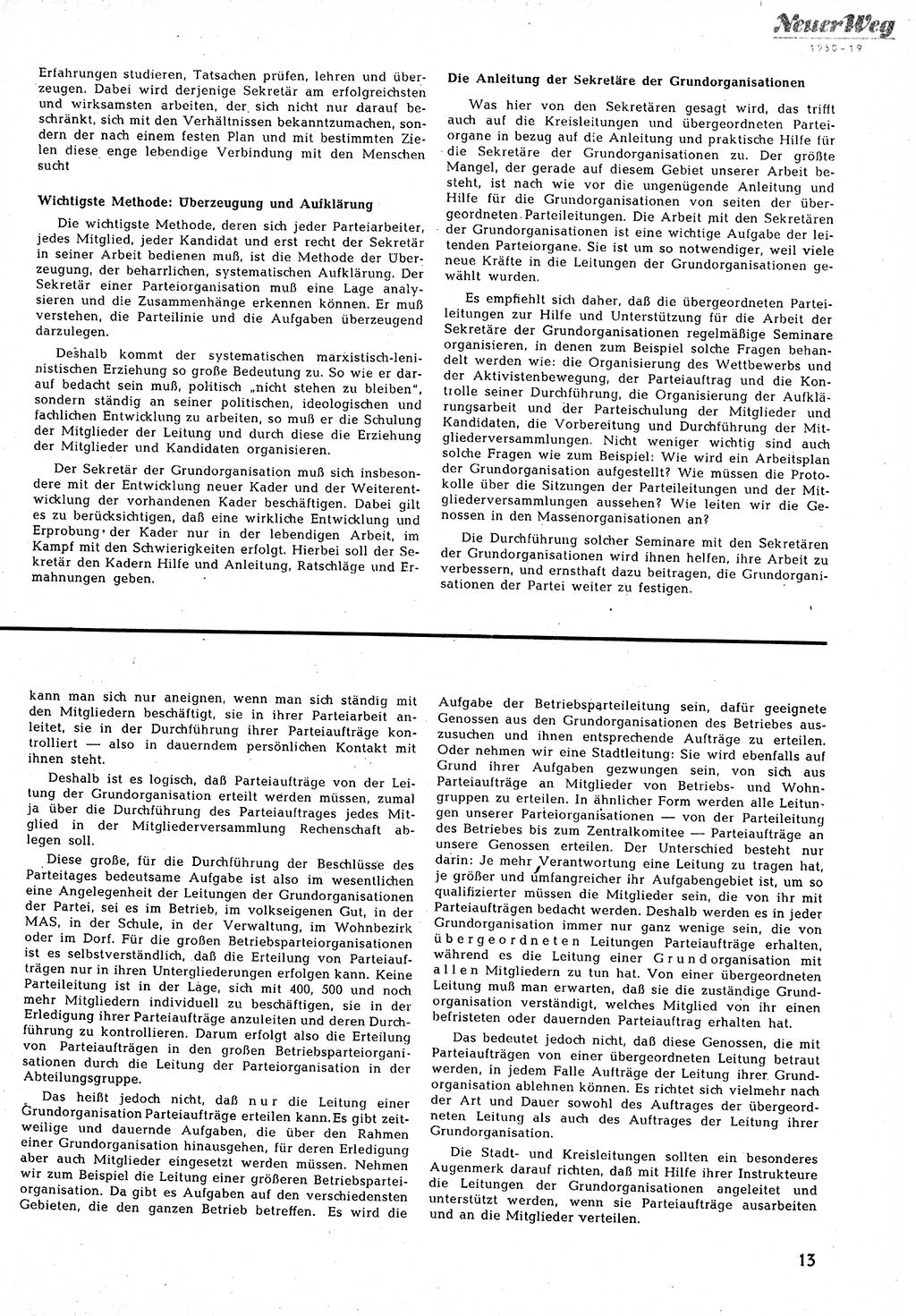 Neuer Weg (NW), Halbmonatsschrift für aktuelle Fragen der Arbeiterbewegung [Zentralkomitee (ZK) Sozialistische Einheitspartei Deutschlands (SED)], 5. Jahrgang [Deutsche Demokratische Republik (DDR)] 1950, Heft 19/13 (NW ZK SED DDR 1950, H. 19/13)