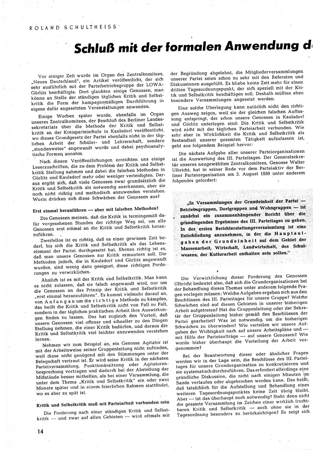 Neuer Weg (NW), Halbmonatsschrift für aktuelle Fragen der Arbeiterbewegung [Zentralkomitee (ZK) Sozialistische Einheitspartei Deutschlands (SED)], 5. Jahrgang [Deutsche Demokratische Republik (DDR)] 1950, Heft 19/14 (NW ZK SED DDR 1950, H. 19/14)