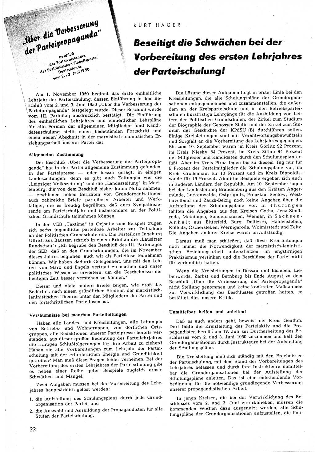 Neuer Weg (NW), Halbmonatsschrift für aktuelle Fragen der Arbeiterbewegung [Zentralkomitee (ZK) Sozialistische Einheitspartei Deutschlands (SED)], 5. Jahrgang [Deutsche Demokratische Republik (DDR)] 1950, Heft 19/22 (NW ZK SED DDR 1950, H. 19/22)