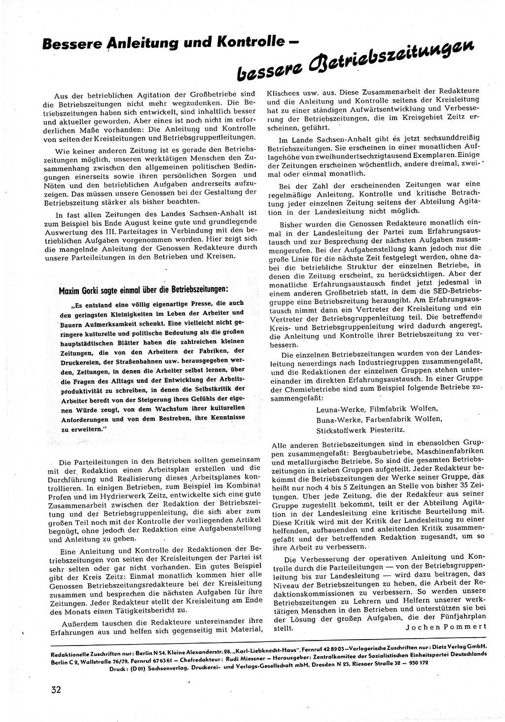 Neuer Weg (NW), Halbmonatsschrift für aktuelle Fragen der Arbeiterbewegung [Zentralkomitee (ZK) Sozialistische Einheitspartei Deutschlands (SED)], 5. Jahrgang [Deutsche Demokratische Republik (DDR)] 1950, Heft 19/32 (NW ZK SED DDR 1950, H. 19/32)