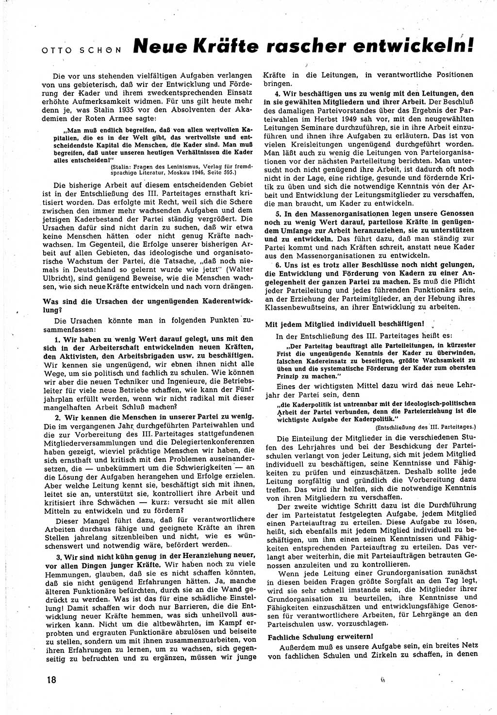 Neuer Weg (NW), Halbmonatsschrift für aktuelle Fragen der Arbeiterbewegung [Zentralkomitee (ZK) Sozialistische Einheitspartei Deutschlands (SED)], 5. Jahrgang [Deutsche Demokratische Republik (DDR)] 1950, Heft 20/18 (NW ZK SED DDR 1950, H. 20/18)