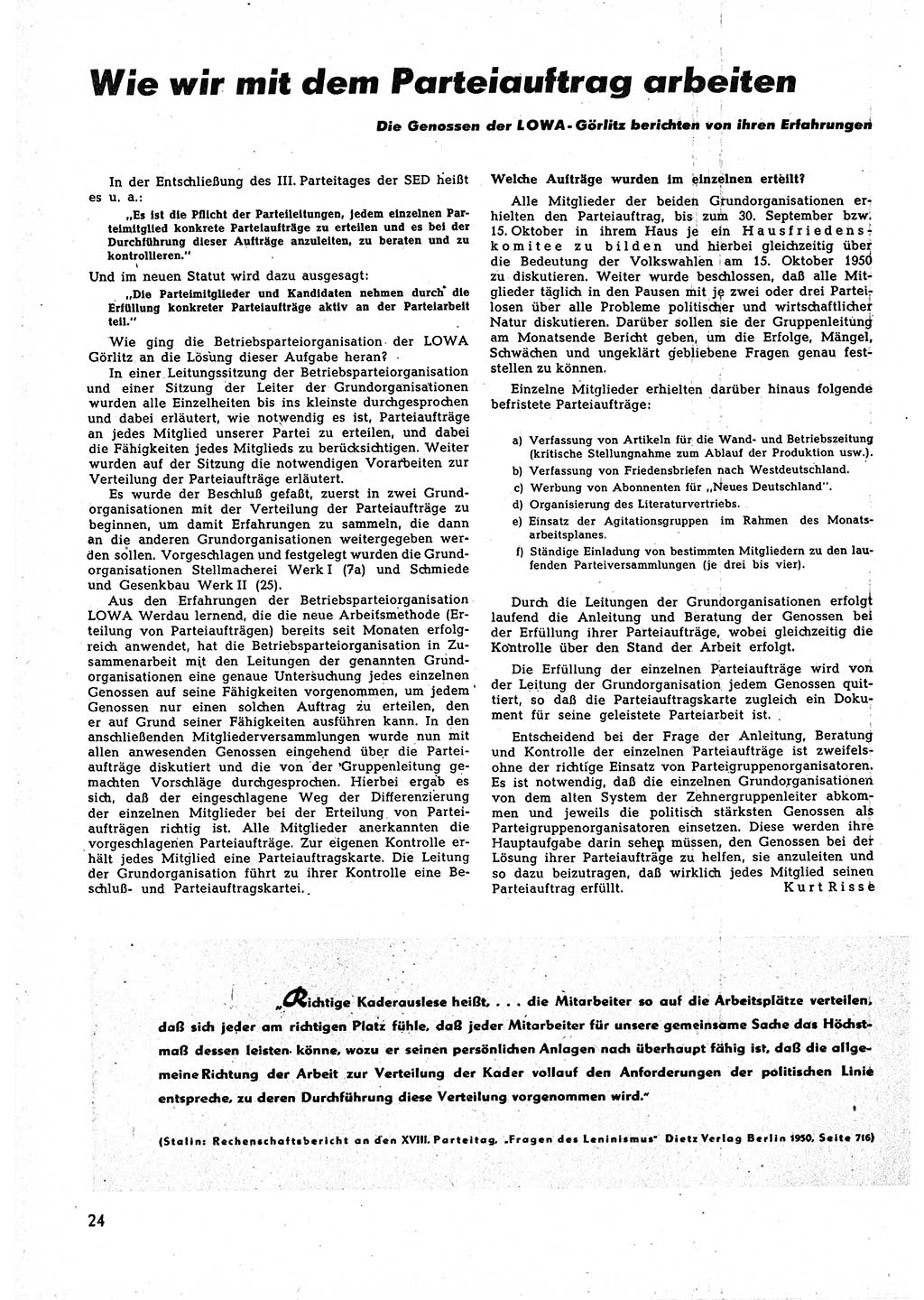 Neuer Weg (NW), Halbmonatsschrift für aktuelle Fragen der Arbeiterbewegung [Zentralkomitee (ZK) Sozialistische Einheitspartei Deutschlands (SED)], 5. Jahrgang [Deutsche Demokratische Republik (DDR)] 1950, Heft 20/24 (NW ZK SED DDR 1950, H. 20/24)