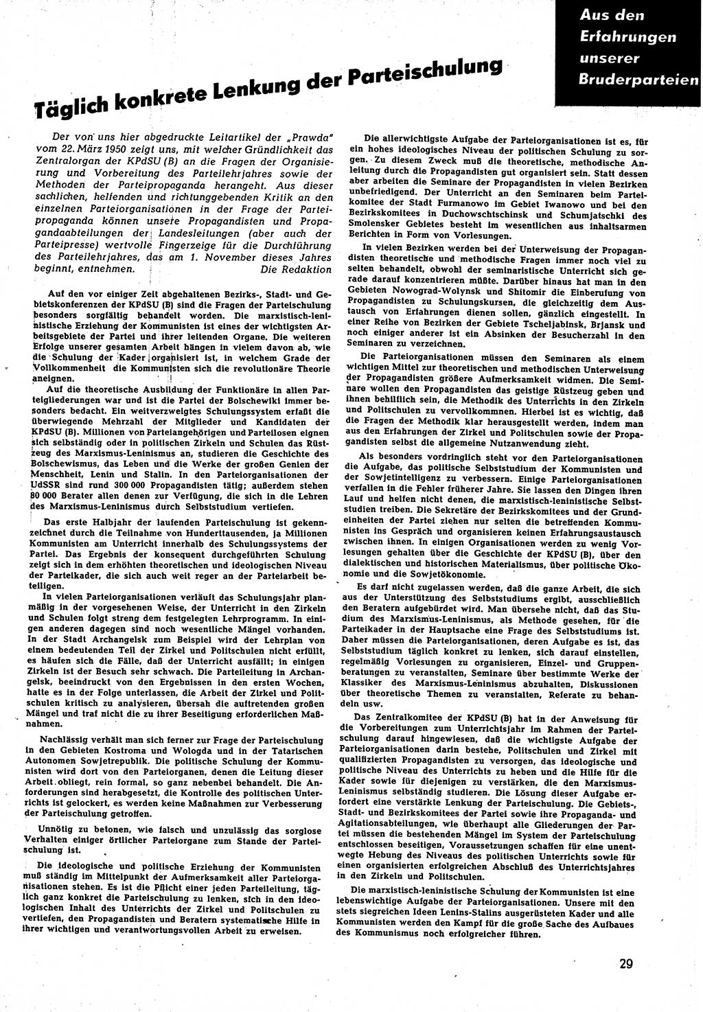 Neuer Weg (NW), Halbmonatsschrift für aktuelle Fragen der Arbeiterbewegung [Zentralkomitee (ZK) Sozialistische Einheitspartei Deutschlands (SED)], 5. Jahrgang [Deutsche Demokratische Republik (DDR)] 1950, Heft 20/29 (NW ZK SED DDR 1950, H. 20/29)