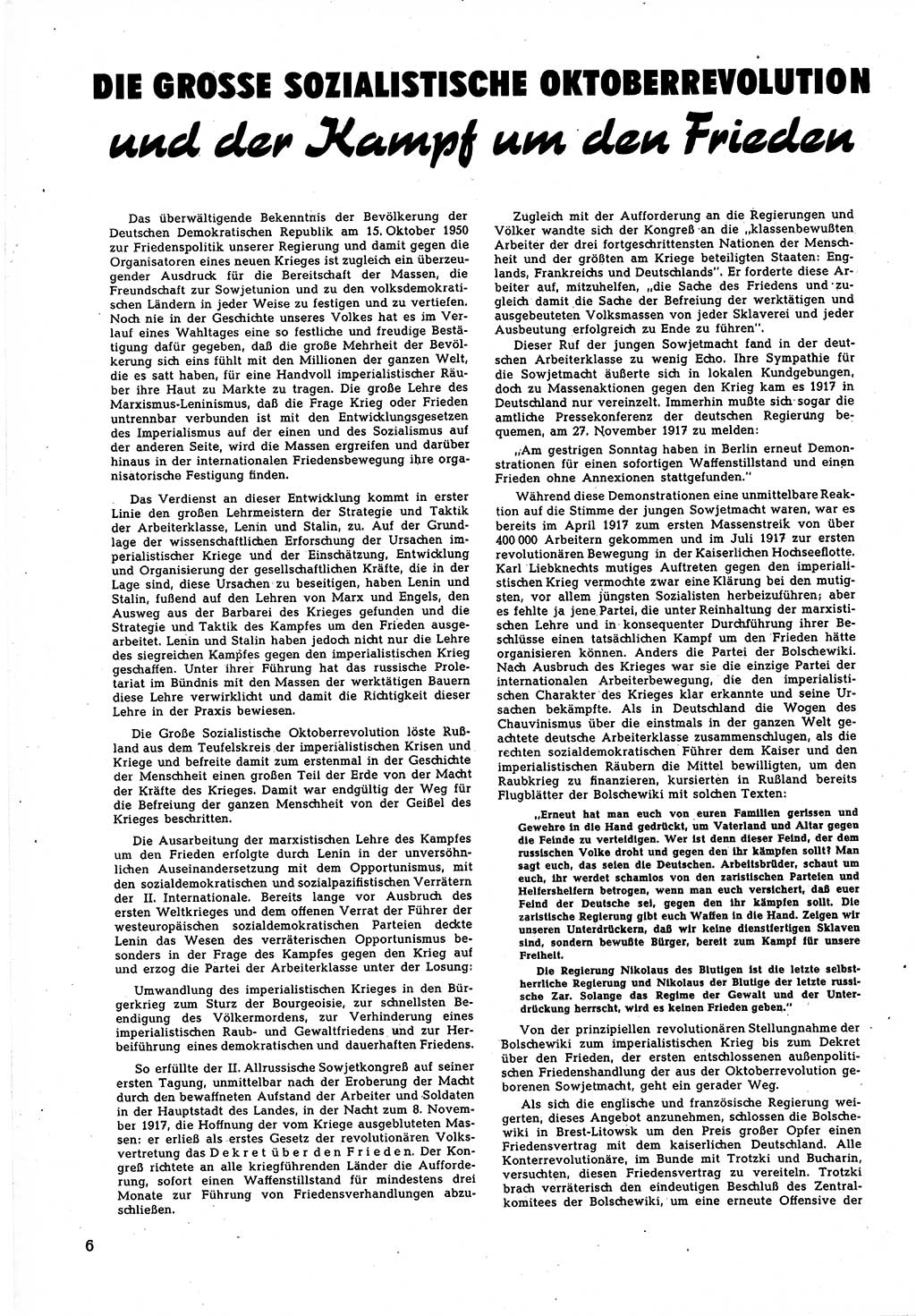 Neuer Weg (NW), Halbmonatsschrift für aktuelle Fragen der Arbeiterbewegung [Zentralkomitee (ZK) Sozialistische Einheitspartei Deutschlands (SED)], 5. Jahrgang [Deutsche Demokratische Republik (DDR)] 1950, Heft 21/6 (NW ZK SED DDR 1950, H. 21/6)