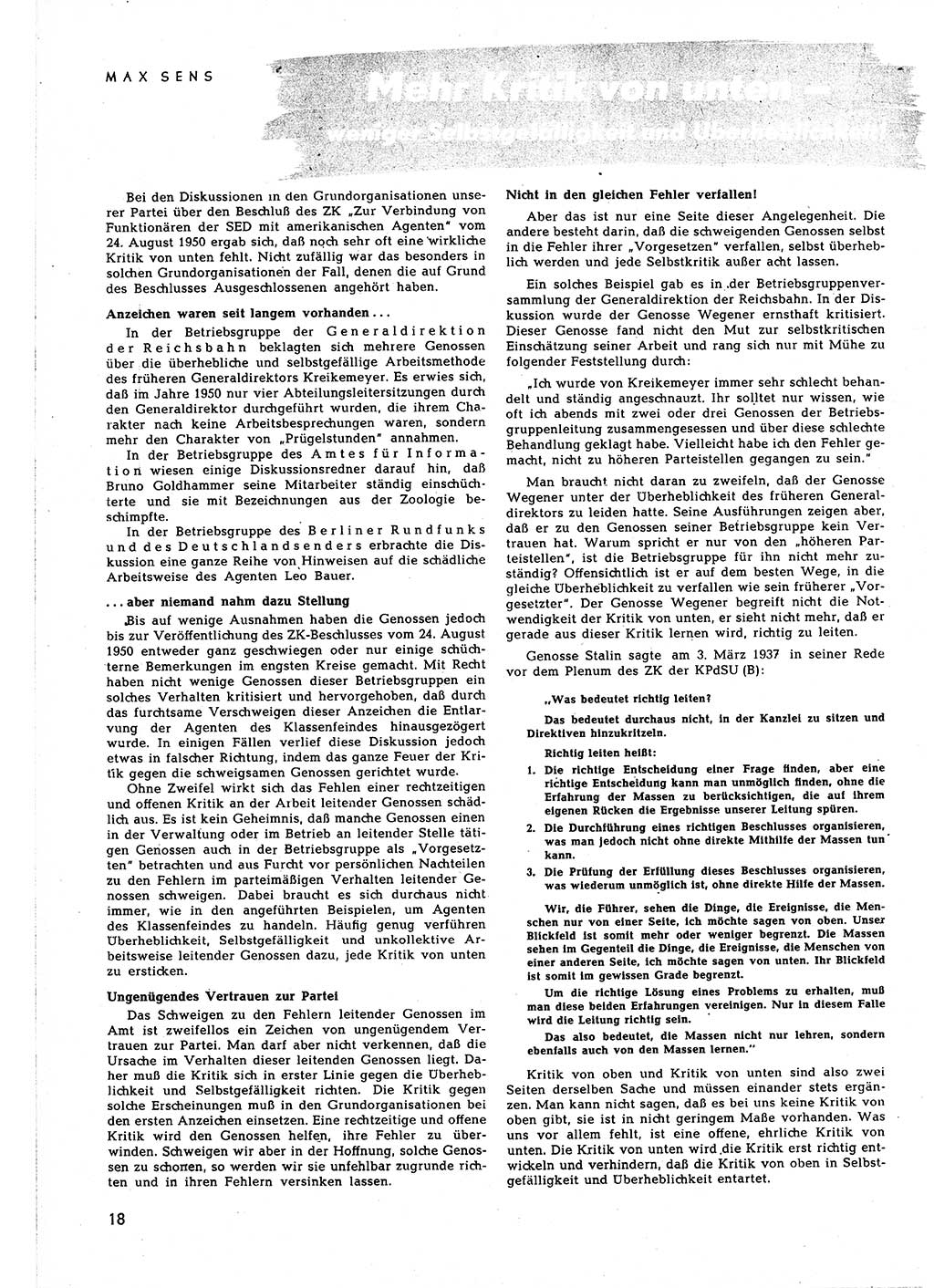 Neuer Weg (NW), Halbmonatsschrift für aktuelle Fragen der Arbeiterbewegung [Zentralkomitee (ZK) Sozialistische Einheitspartei Deutschlands (SED)], 5. Jahrgang [Deutsche Demokratische Republik (DDR)] 1950, Heft 21/18 (NW ZK SED DDR 1950, H. 21/18)