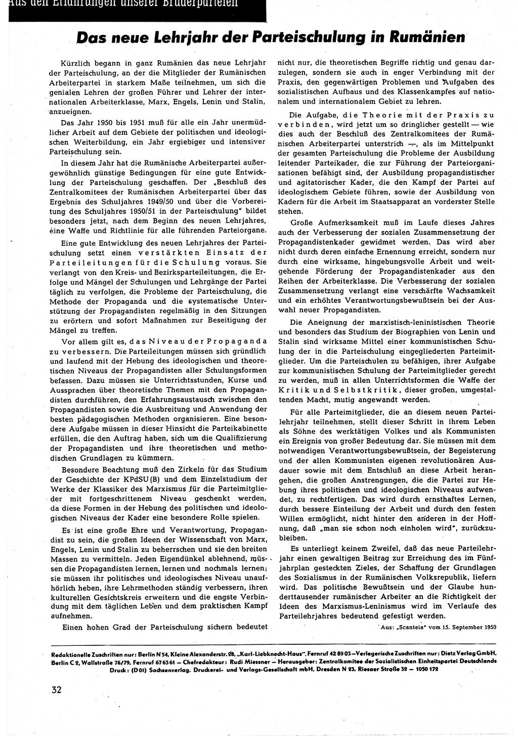Neuer Weg (NW), Halbmonatsschrift für aktuelle Fragen der Arbeiterbewegung [Zentralkomitee (ZK) Sozialistische Einheitspartei Deutschlands (SED)], 5. Jahrgang [Deutsche Demokratische Republik (DDR)] 1950, Heft 21/32 (NW ZK SED DDR 1950, H. 21/32)