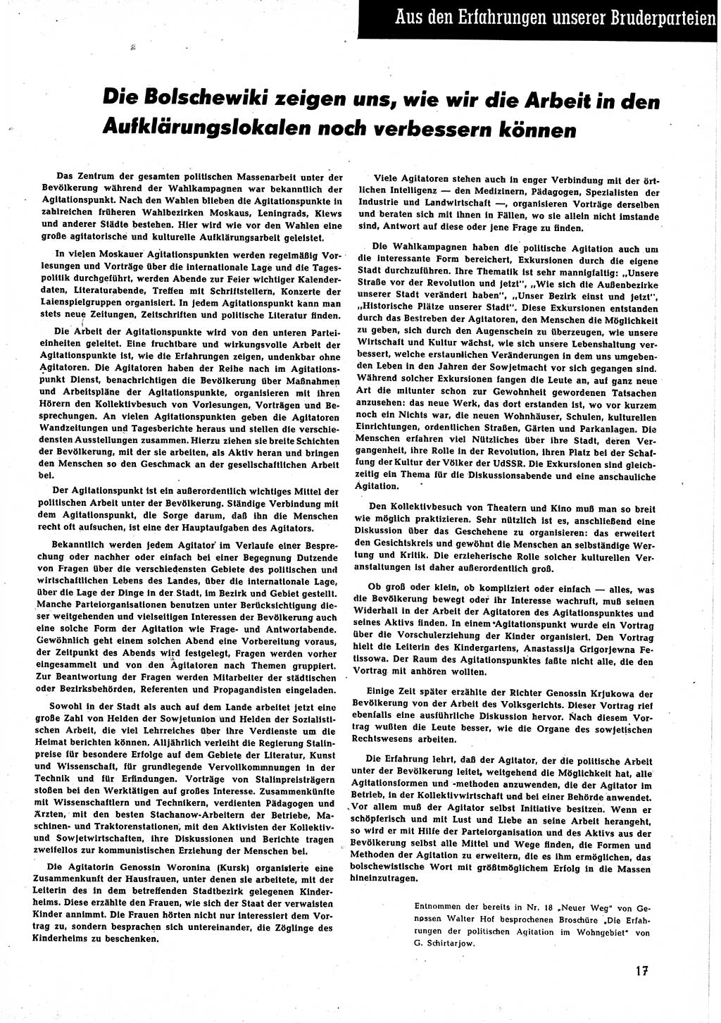 Neuer Weg (NW), Halbmonatsschrift für aktuelle Fragen der Arbeiterbewegung [Zentralkomitee (ZK) Sozialistische Einheitspartei Deutschlands (SED)], 5. Jahrgang [Deutsche Demokratische Republik (DDR)] 1950, Heft 22/17 (NW ZK SED DDR 1950, H. 22/17)