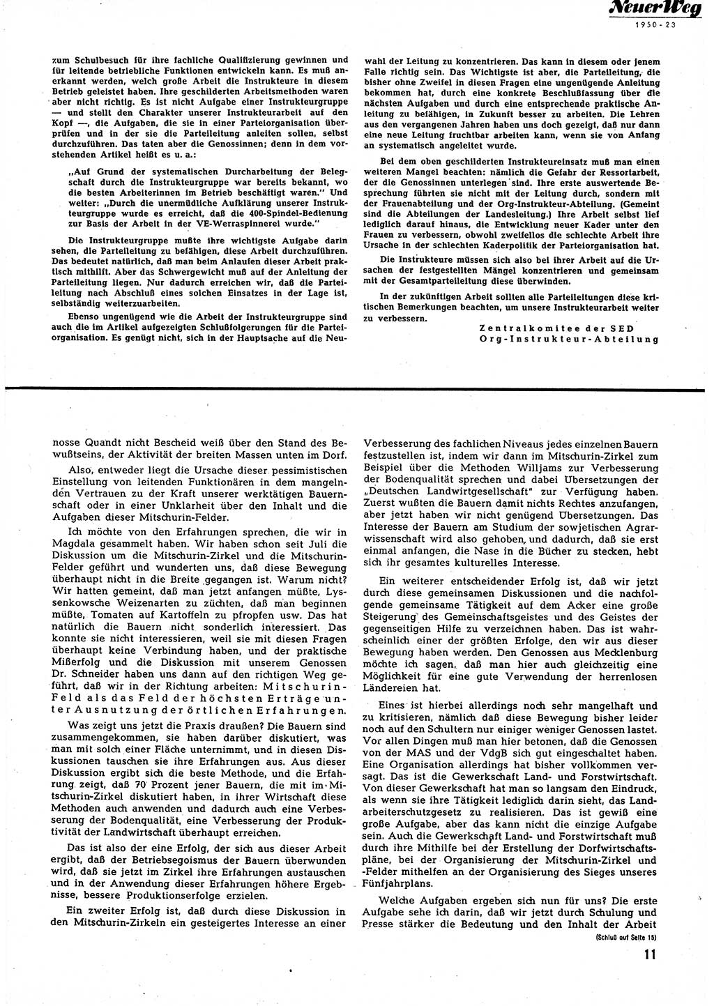 Neuer Weg (NW), Halbmonatsschrift für aktuelle Fragen der Arbeiterbewegung [Zentralkomitee (ZK) Sozialistische Einheitspartei Deutschlands (SED)], 5. Jahrgang [Deutsche Demokratische Republik (DDR)] 1950, Heft 23/11 (NW ZK SED DDR 1950, H. 23/11)