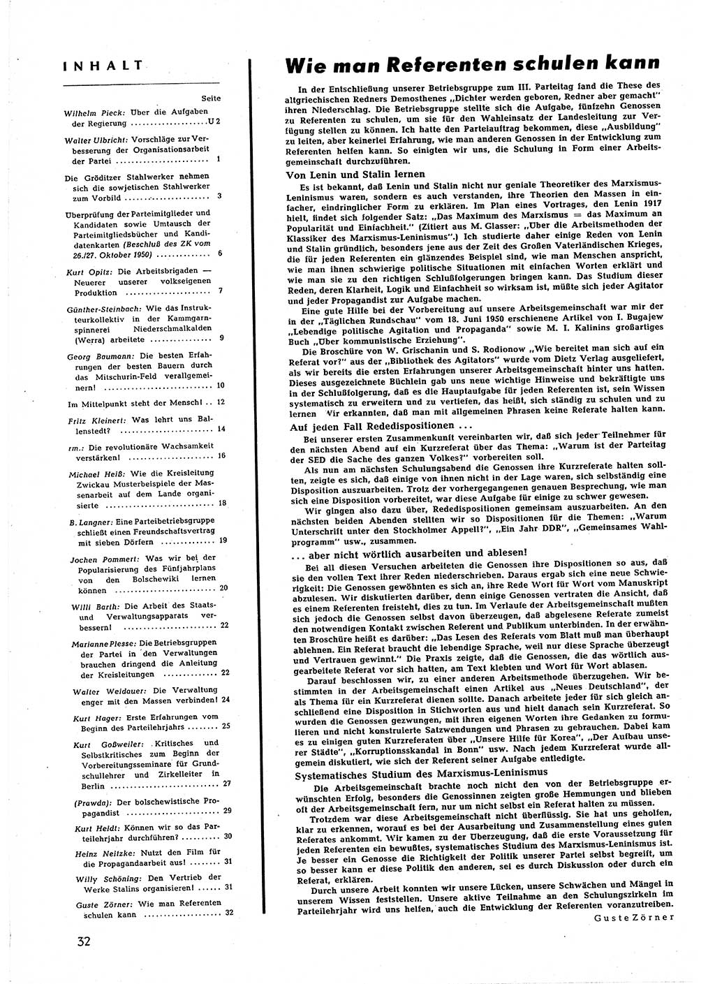 Neuer Weg (NW), Halbmonatsschrift für aktuelle Fragen der Arbeiterbewegung [Zentralkomitee (ZK) Sozialistische Einheitspartei Deutschlands (SED)], 5. Jahrgang [Deutsche Demokratische Republik (DDR)] 1950, Heft 23/32 (NW ZK SED DDR 1950, H. 23/32)