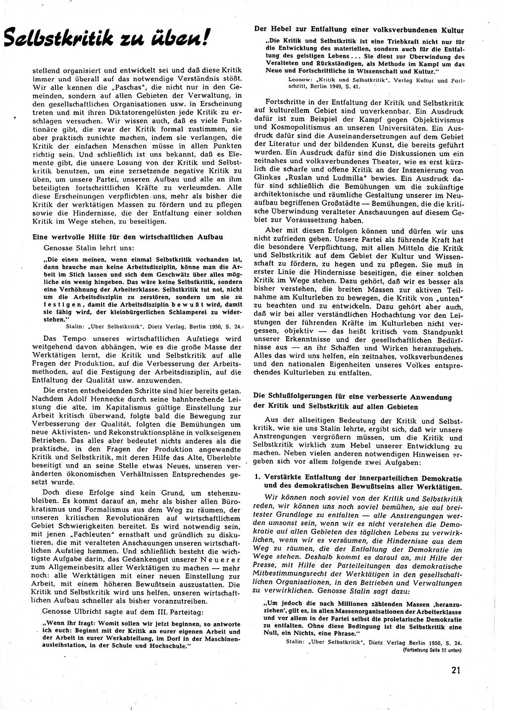 Neuer Weg (NW), Halbmonatsschrift für aktuelle Fragen der Arbeiterbewegung [Zentralkomitee (ZK) Sozialistische Einheitspartei Deutschlands (SED)], 5. Jahrgang [Deutsche Demokratische Republik (DDR)] 1950, Heft 24/21 (NW ZK SED DDR 1950, H. 24/21)