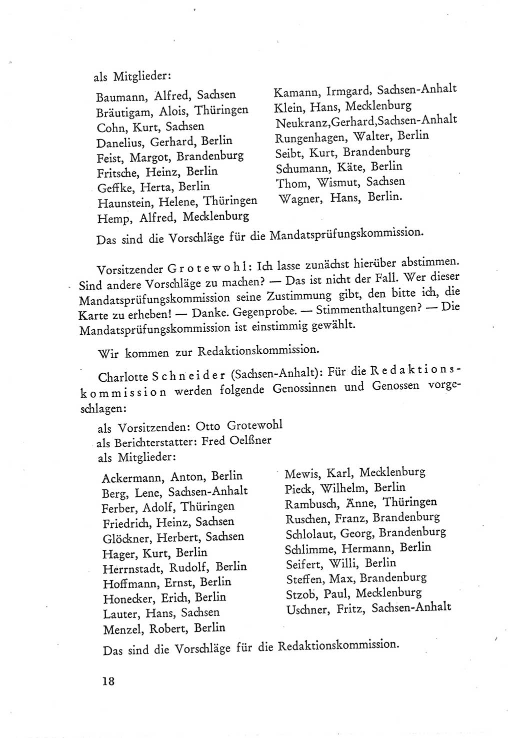 Protokoll der Verhandlungen des Ⅲ. Parteitages der Sozialistischen Einheitspartei Deutschlands (SED) [Deutsche Demokratische Republik (DDR)] 1950, Band 1, Seite 18 (Prot. Verh. Ⅲ. PT SED DDR 1950, Bd. 1, S. 18)