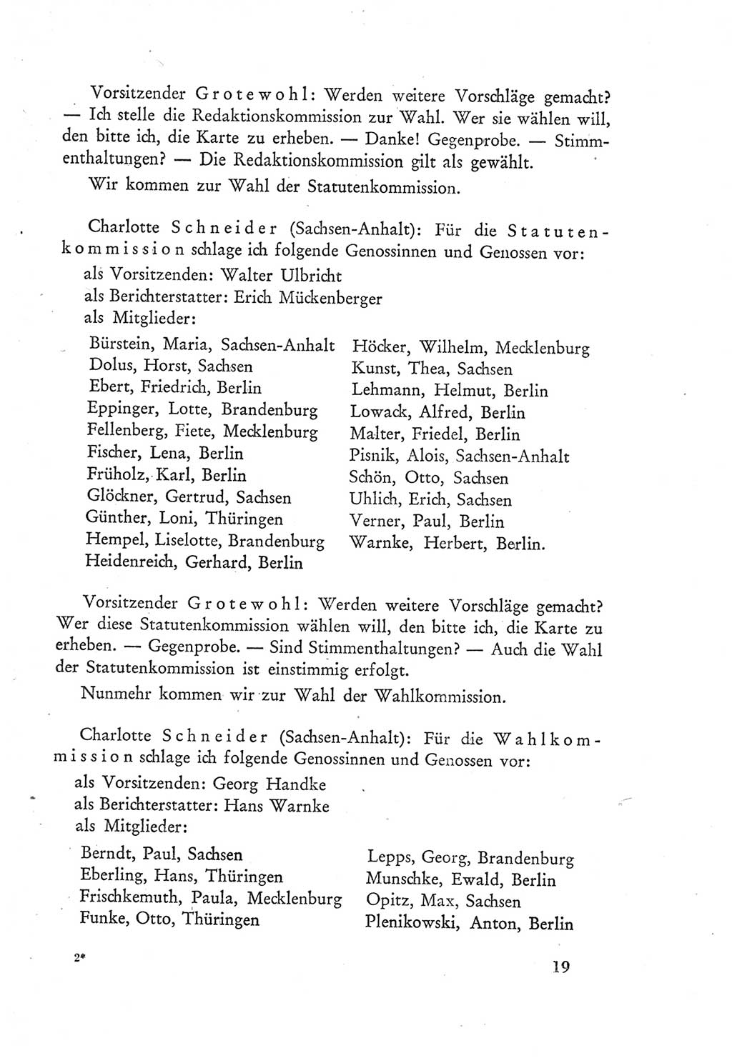 Protokoll der Verhandlungen des Ⅲ. Parteitages der Sozialistischen Einheitspartei Deutschlands (SED) [Deutsche Demokratische Republik (DDR)] 1950, Band 1, Seite 19 (Prot. Verh. Ⅲ. PT SED DDR 1950, Bd. 1, S. 19)