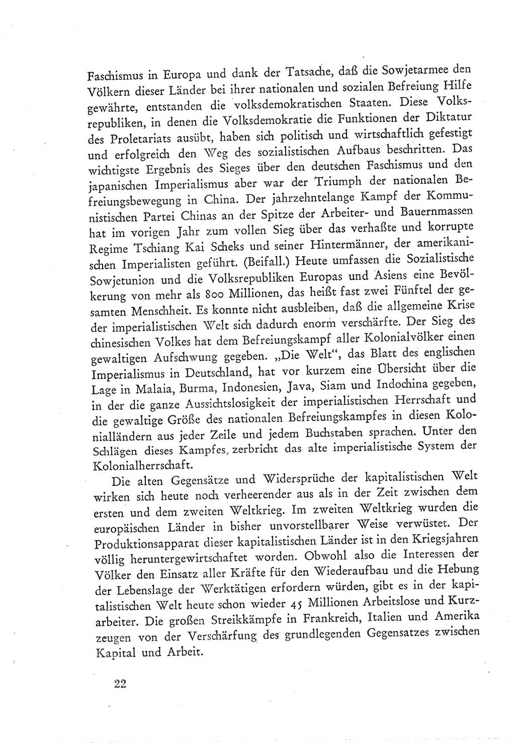 Protokoll der Verhandlungen des Ⅲ. Parteitages der Sozialistischen Einheitspartei Deutschlands (SED) [Deutsche Demokratische Republik (DDR)] 1950, Band 1, Seite 22 (Prot. Verh. Ⅲ. PT SED DDR 1950, Bd. 1, S. 22)