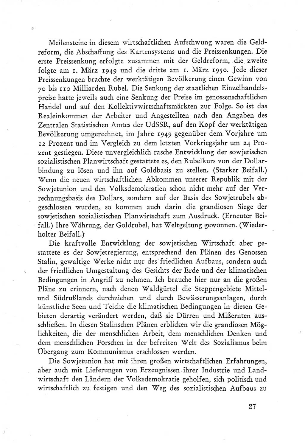 Protokoll der Verhandlungen des Ⅲ. Parteitages der Sozialistischen Einheitspartei Deutschlands (SED) [Deutsche Demokratische Republik (DDR)] 1950, Band 1, Seite 27 (Prot. Verh. Ⅲ. PT SED DDR 1950, Bd. 1, S. 27)