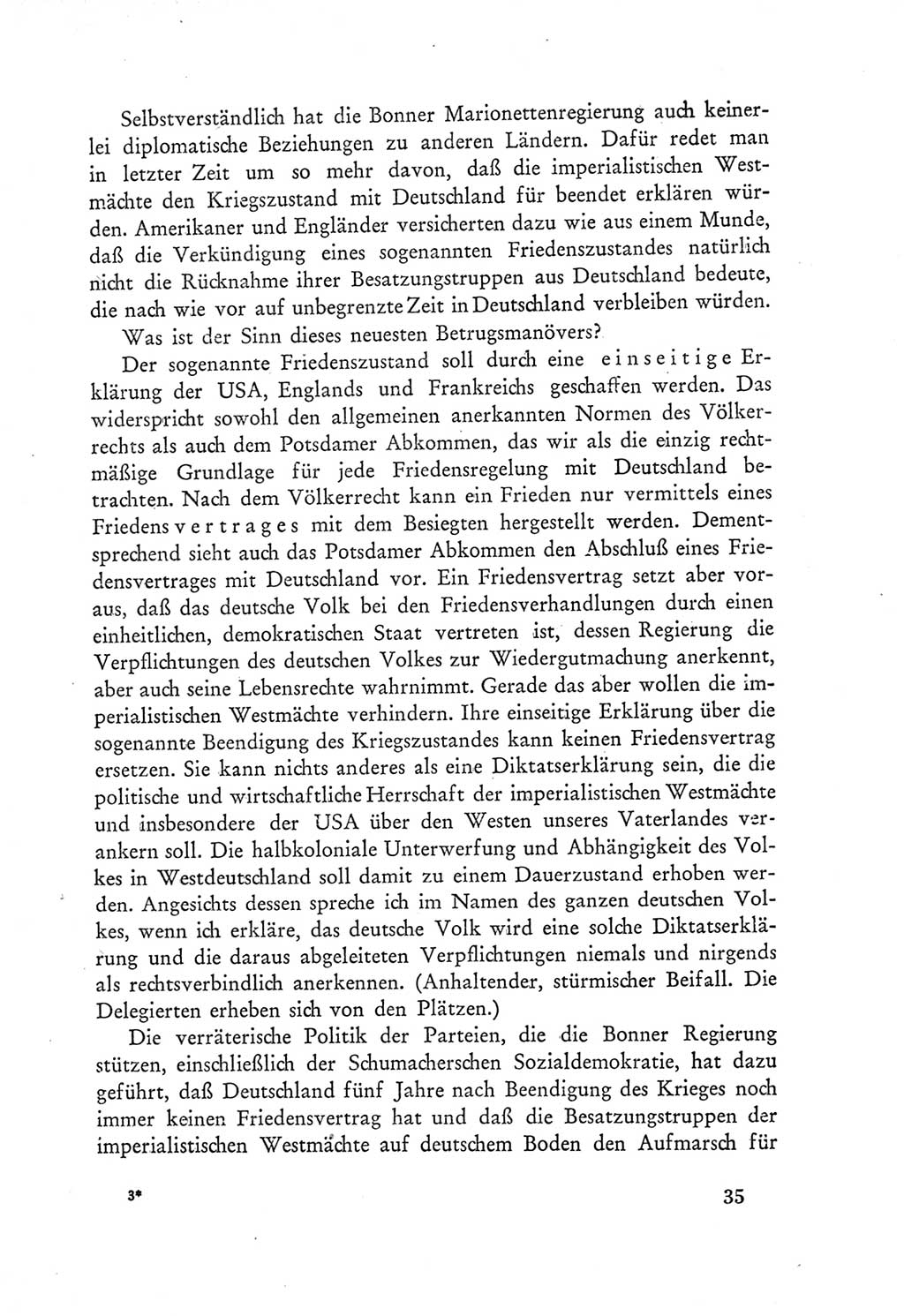 Protokoll der Verhandlungen des Ⅲ. Parteitages der Sozialistischen Einheitspartei Deutschlands (SED) [Deutsche Demokratische Republik (DDR)] 1950, Band 1, Seite 35 (Prot. Verh. Ⅲ. PT SED DDR 1950, Bd. 1, S. 35)
