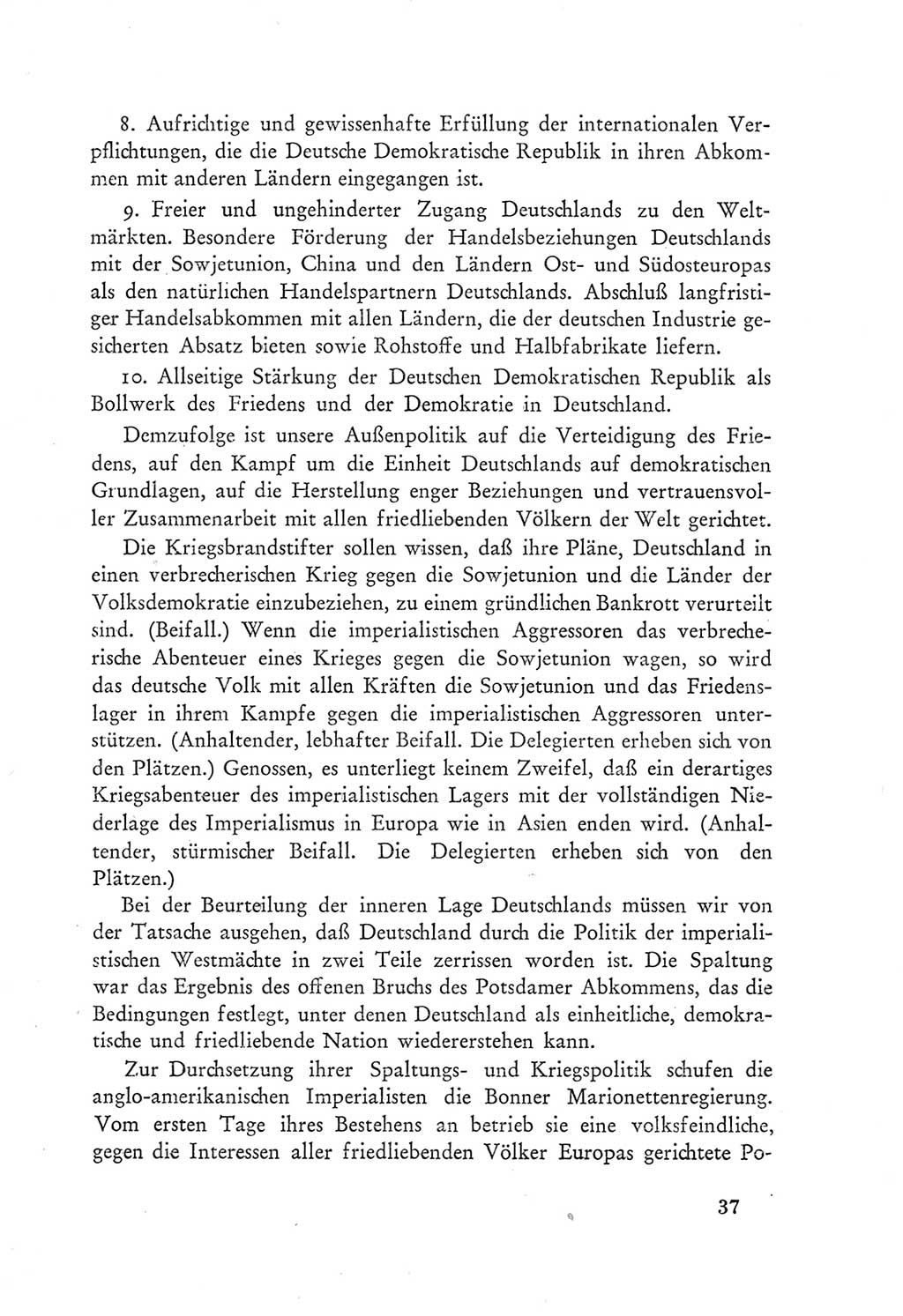 Protokoll der Verhandlungen des Ⅲ. Parteitages der Sozialistischen Einheitspartei Deutschlands (SED) [Deutsche Demokratische Republik (DDR)] 1950, Band 1, Seite 37 (Prot. Verh. Ⅲ. PT SED DDR 1950, Bd. 1, S. 37)