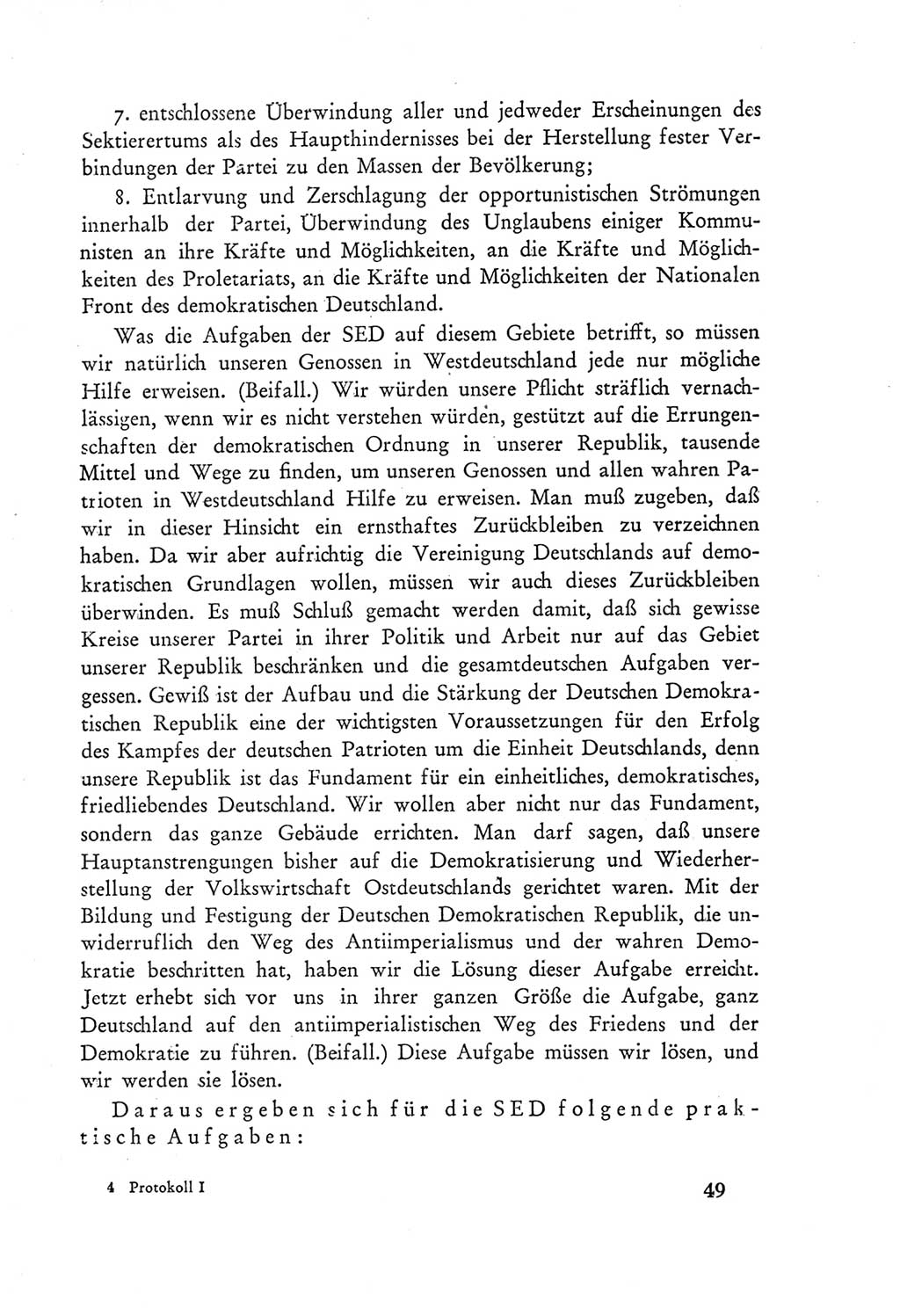 Protokoll der Verhandlungen des Ⅲ. Parteitages der Sozialistischen Einheitspartei Deutschlands (SED) [Deutsche Demokratische Republik (DDR)] 1950, Band 1, Seite 49 (Prot. Verh. Ⅲ. PT SED DDR 1950, Bd. 1, S. 49)