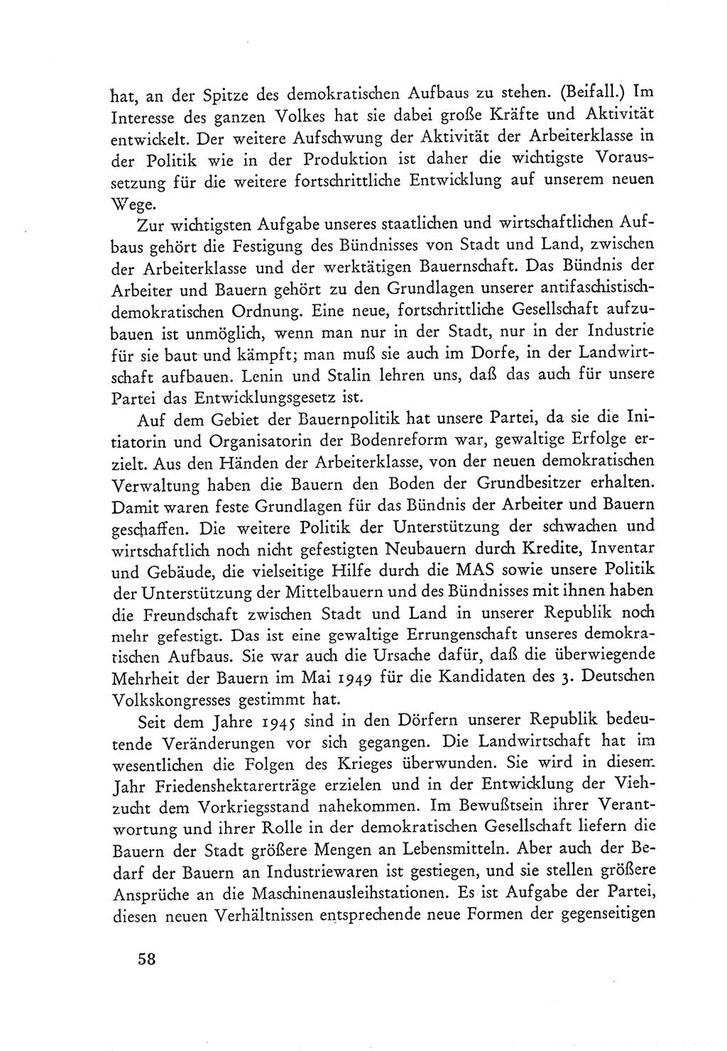 Protokoll der Verhandlungen des Ⅲ. Parteitages der Sozialistischen Einheitspartei Deutschlands (SED) [Deutsche Demokratische Republik (DDR)] 1950, Band 1, Seite 58 (Prot. Verh. Ⅲ. PT SED DDR 1950, Bd. 1, S. 58)