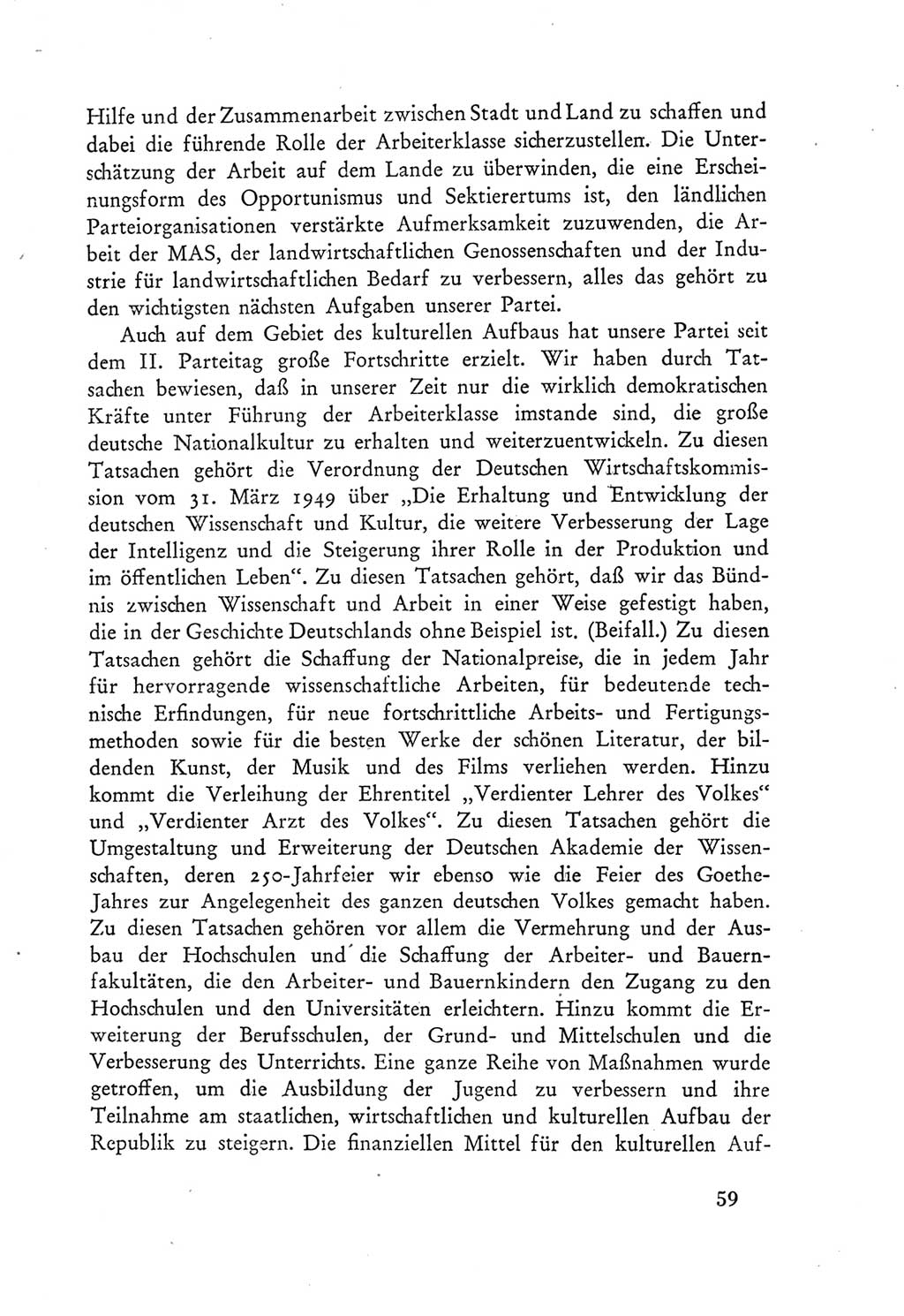 Protokoll der Verhandlungen des Ⅲ. Parteitages der Sozialistischen Einheitspartei Deutschlands (SED) [Deutsche Demokratische Republik (DDR)] 1950, Band 1, Seite 59 (Prot. Verh. Ⅲ. PT SED DDR 1950, Bd. 1, S. 59)