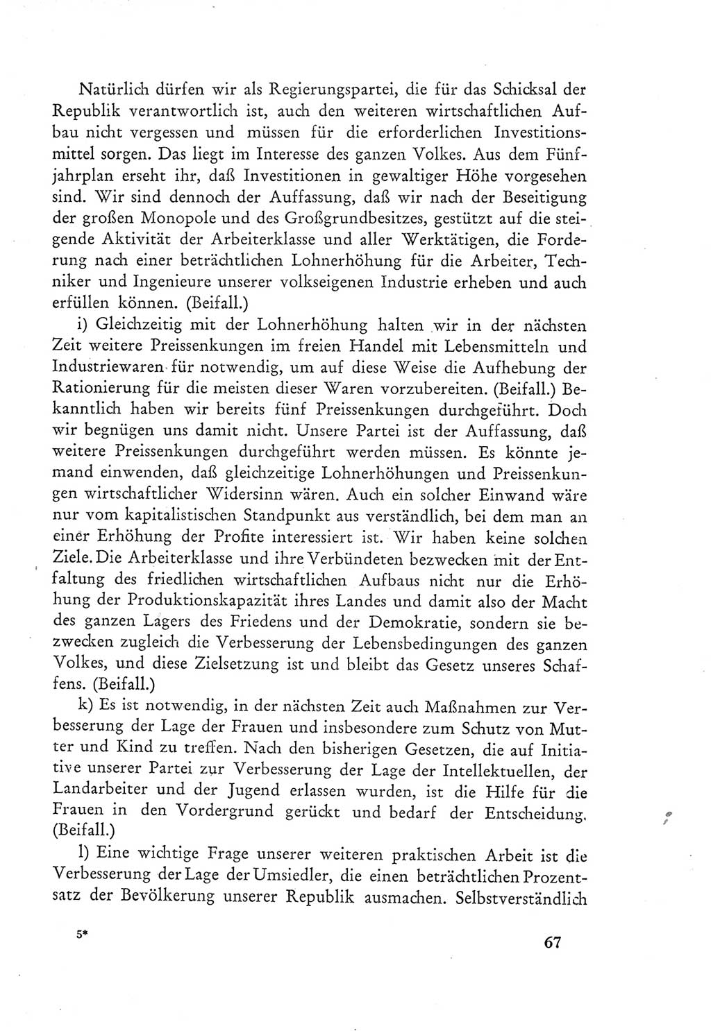 Protokoll der Verhandlungen des Ⅲ. Parteitages der Sozialistischen Einheitspartei Deutschlands (SED) [Deutsche Demokratische Republik (DDR)] 1950, Band 1, Seite 67 (Prot. Verh. Ⅲ. PT SED DDR 1950, Bd. 1, S. 67)