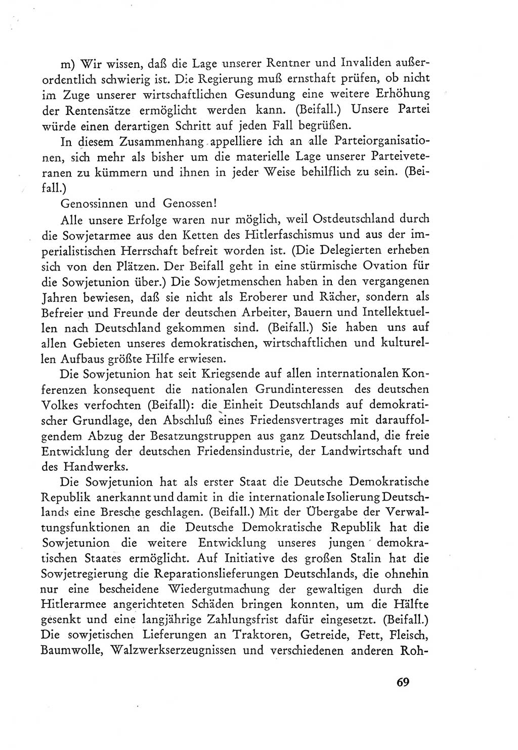 Protokoll der Verhandlungen des Ⅲ. Parteitages der Sozialistischen Einheitspartei Deutschlands (SED) [Deutsche Demokratische Republik (DDR)] 1950, Band 1, Seite 69 (Prot. Verh. Ⅲ. PT SED DDR 1950, Bd. 1, S. 69)