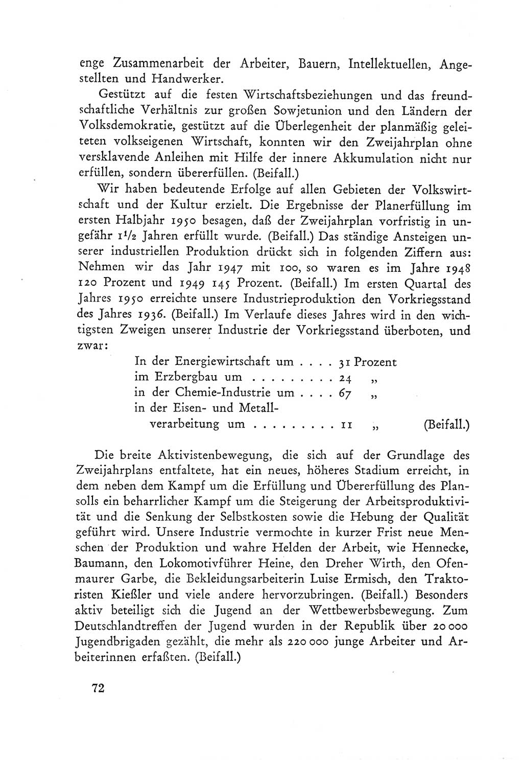 Protokoll der Verhandlungen des Ⅲ. Parteitages der Sozialistischen Einheitspartei Deutschlands (SED) [Deutsche Demokratische Republik (DDR)] 1950, Band 1, Seite 72 (Prot. Verh. Ⅲ. PT SED DDR 1950, Bd. 1, S. 72)