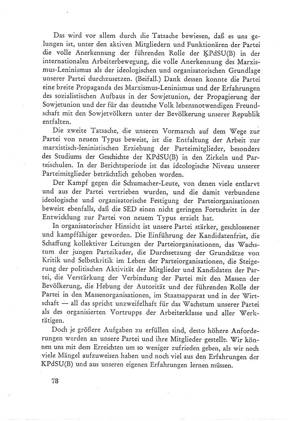 Protokoll der Verhandlungen des Ⅲ. Parteitages der Sozialistischen Einheitspartei Deutschlands (SED) [Deutsche Demokratische Republik (DDR)] 1950, Band 1, Seite 78 (Prot. Verh. Ⅲ. PT SED DDR 1950, Bd. 1, S. 78)
