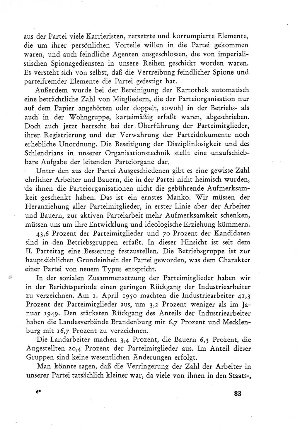 Protokoll der Verhandlungen des Ⅲ. Parteitages der Sozialistischen Einheitspartei Deutschlands (SED) [Deutsche Demokratische Republik (DDR)] 1950, Band 1, Seite 83 (Prot. Verh. Ⅲ. PT SED DDR 1950, Bd. 1, S. 83)