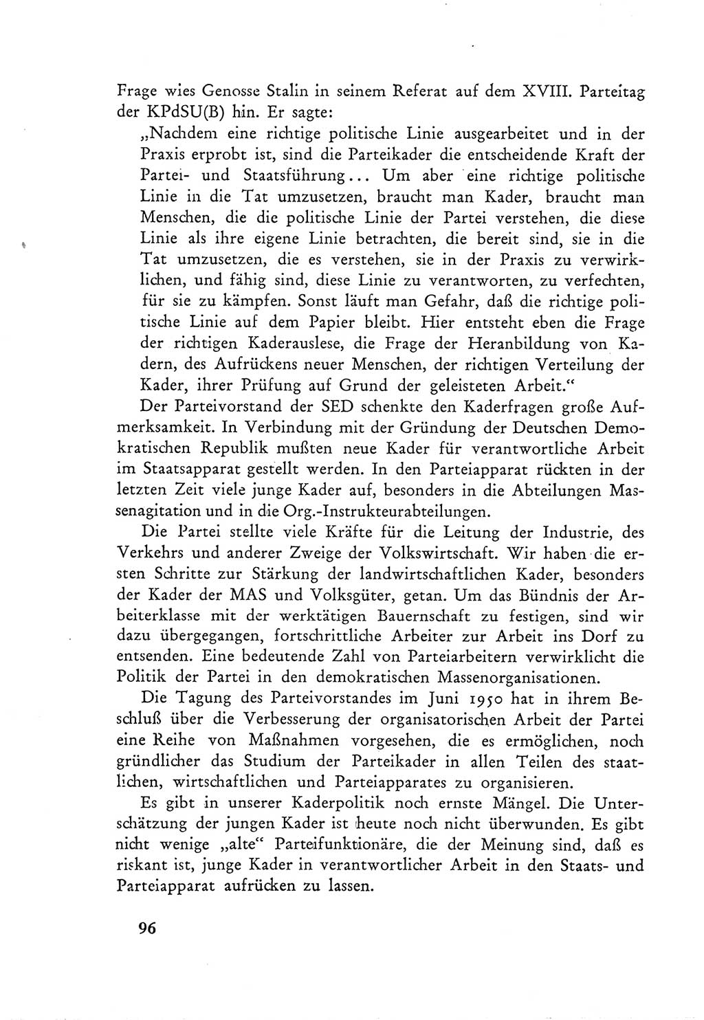 Protokoll der Verhandlungen des Ⅲ. Parteitages der Sozialistischen Einheitspartei Deutschlands (SED) [Deutsche Demokratische Republik (DDR)] 1950, Band 1, Seite 96 (Prot. Verh. Ⅲ. PT SED DDR 1950, Bd. 1, S. 96)