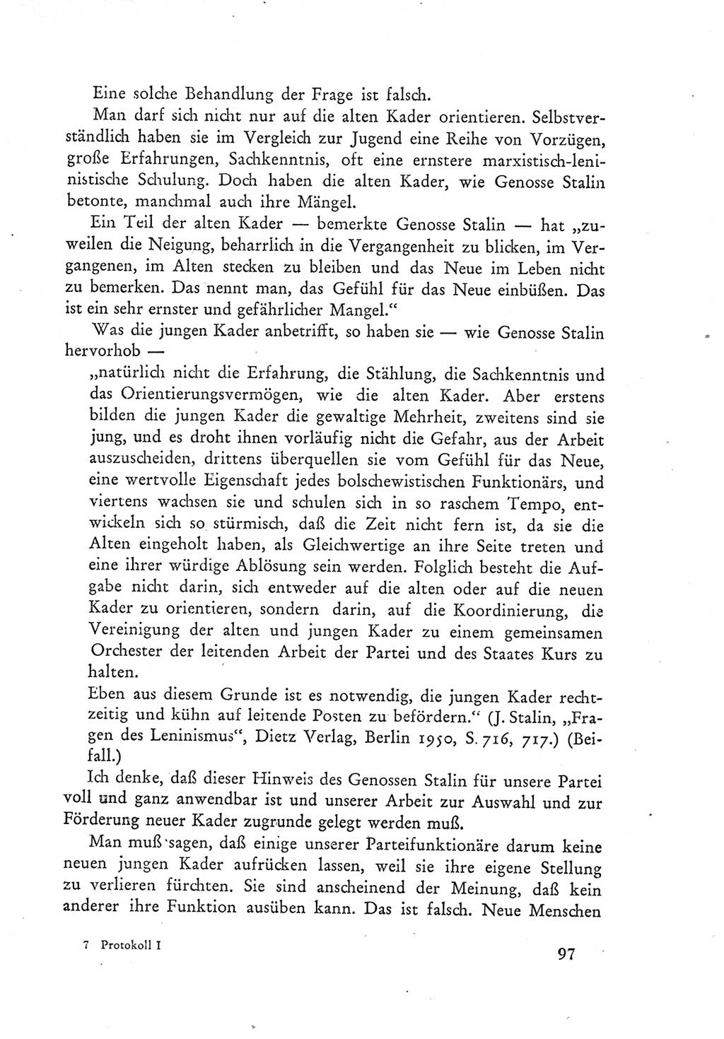 Protokoll der Verhandlungen des Ⅲ. Parteitages der Sozialistischen Einheitspartei Deutschlands (SED) [Deutsche Demokratische Republik (DDR)] 1950, Band 1, Seite 97 (Prot. Verh. Ⅲ. PT SED DDR 1950, Bd. 1, S. 97)