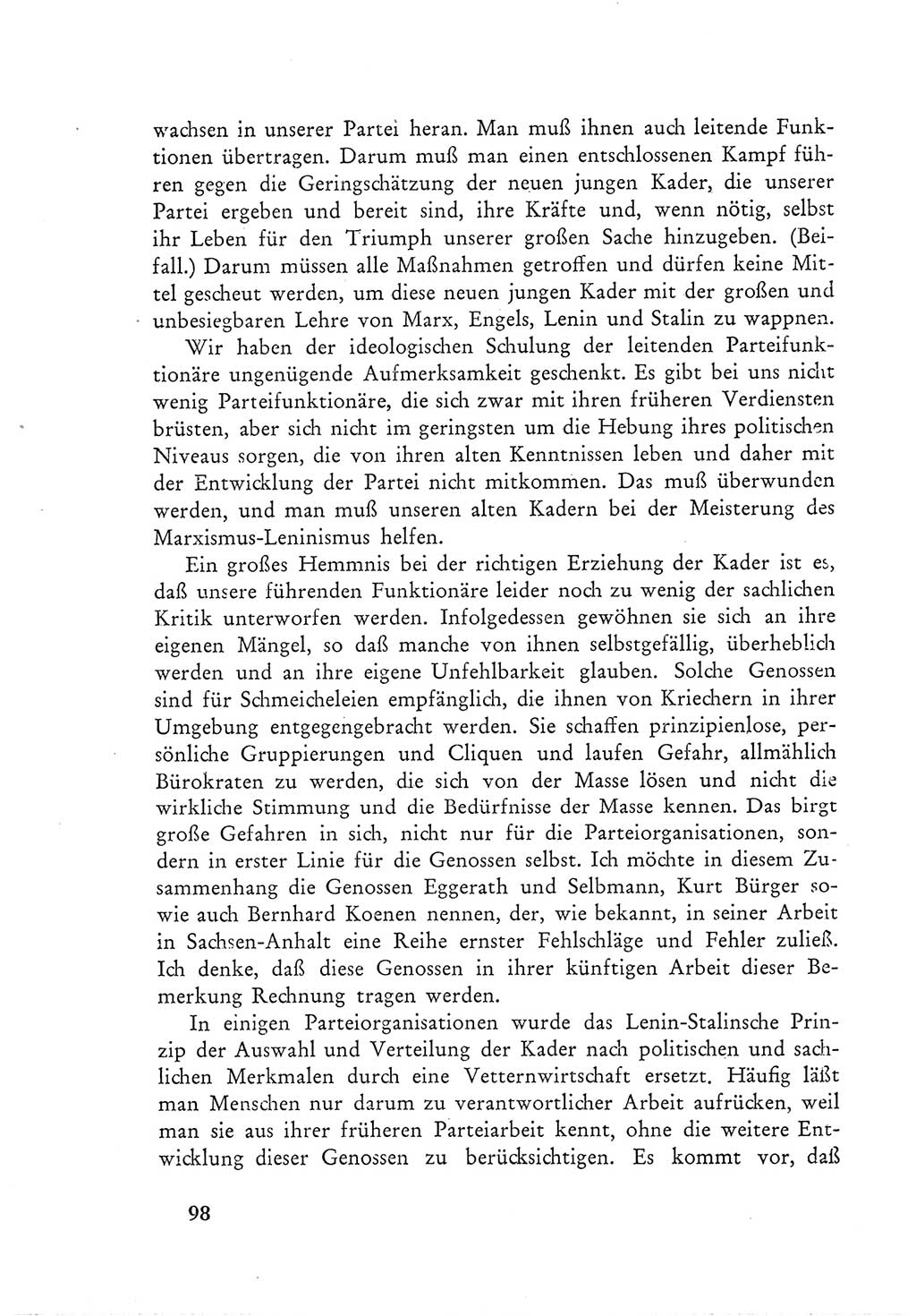 Protokoll der Verhandlungen des Ⅲ. Parteitages der Sozialistischen Einheitspartei Deutschlands (SED) [Deutsche Demokratische Republik (DDR)] 1950, Band 1, Seite 98 (Prot. Verh. Ⅲ. PT SED DDR 1950, Bd. 1, S. 98)